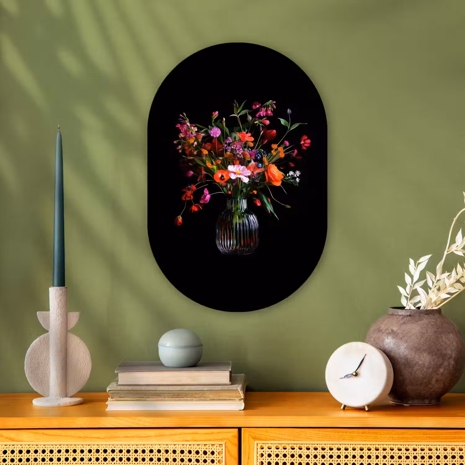 Boeket - Veldbloemen - Vaas Wandcirkel Ovaal Forex klein -sfeer2
