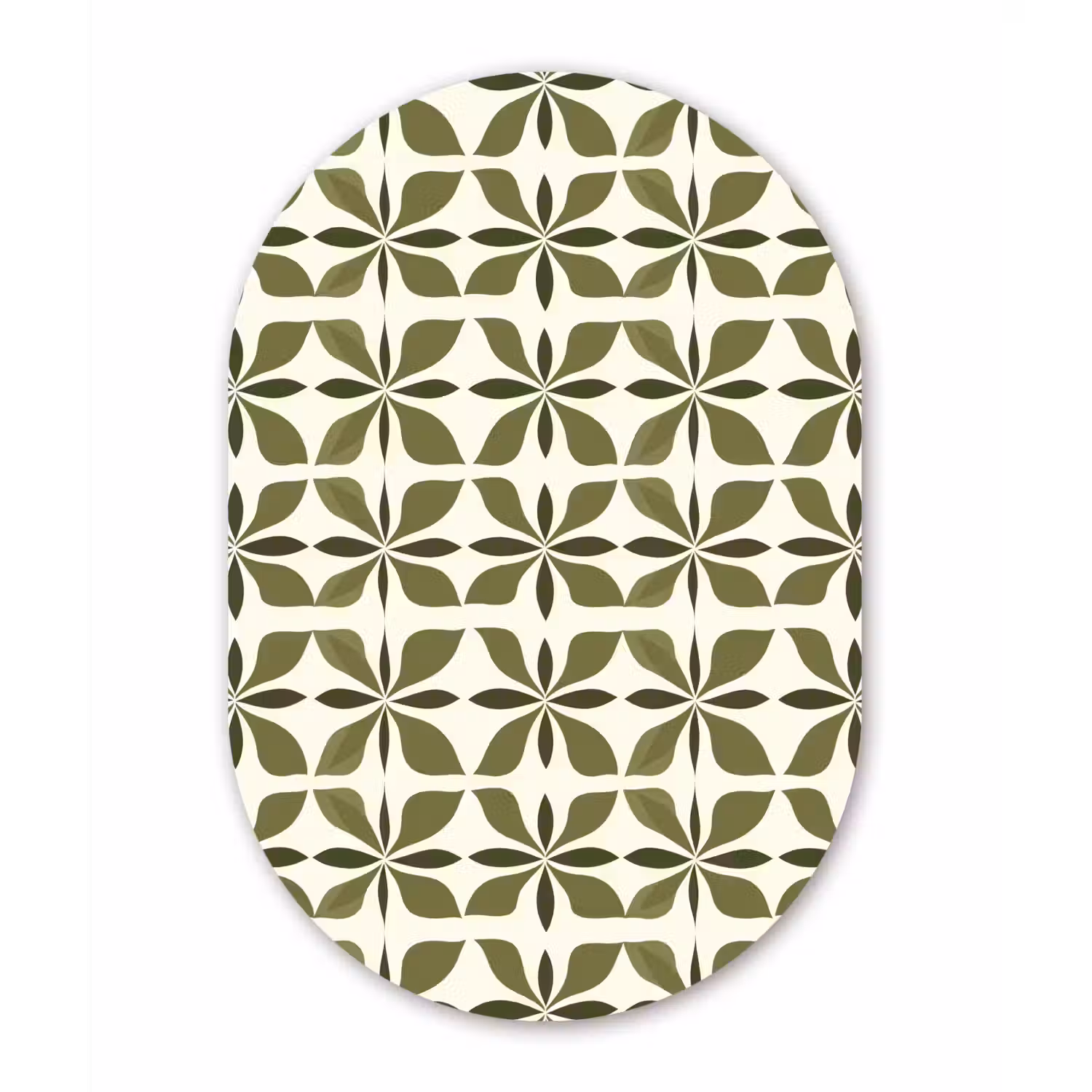 Botanisch - Retro - Groen Wandcirkel Ovaal Forex klein 630 -3d