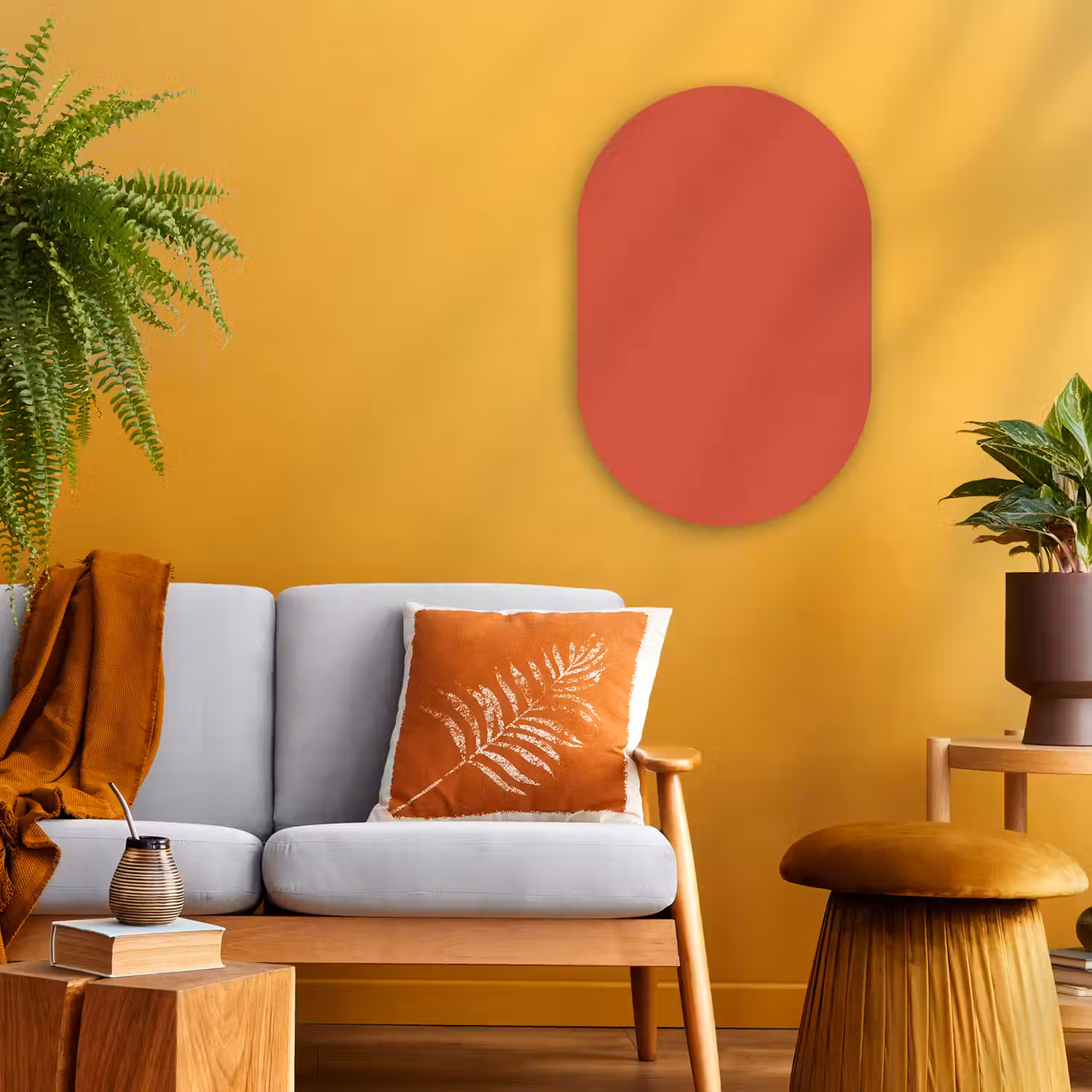 Brick - Red - Rood Wandcirkel Ovaal Forex klein 630 -sfeer4