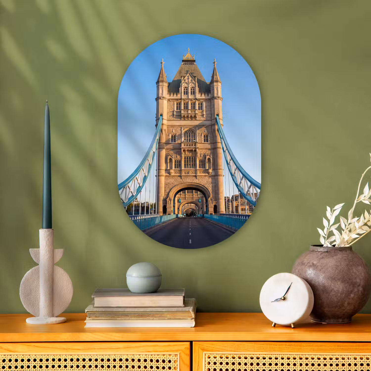 Brug - Toren - Architectuur - Klassiek - Blauw Wandcirkel Ovaal Forex klein -sfeer2