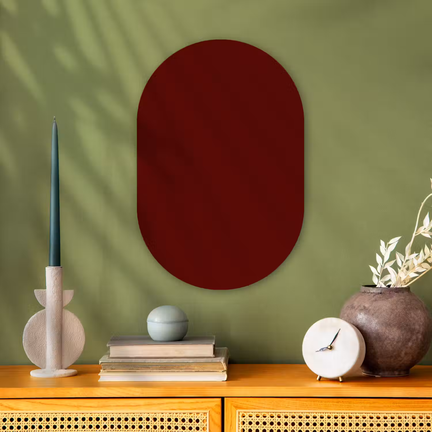 Burnt - Mahogany - Rood Wandcirkel Ovaal Forex klein 630 -sfeer2