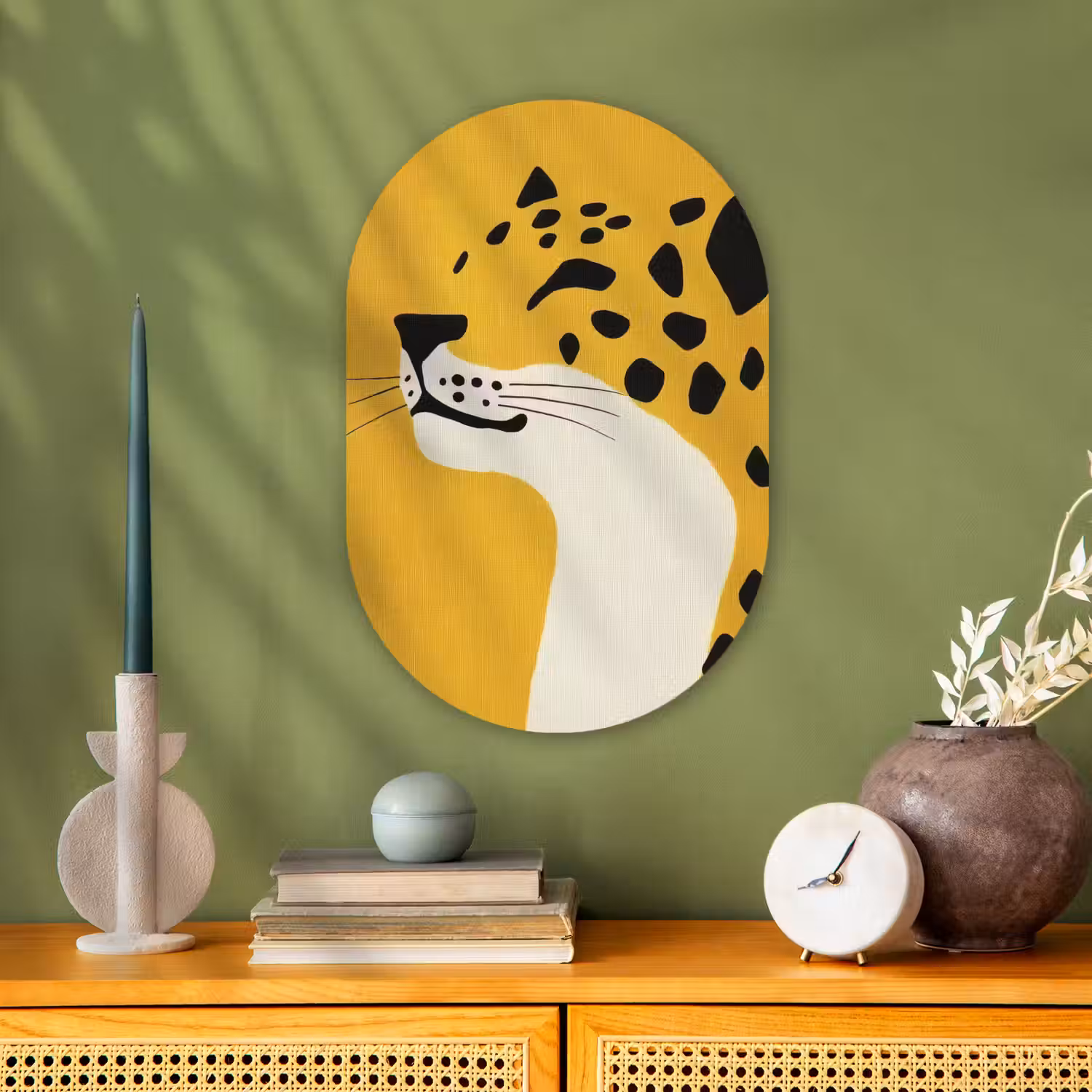 Cheetah - Illustratie - Geel Wandcirkel Ovaal Forex klein -sfeer2