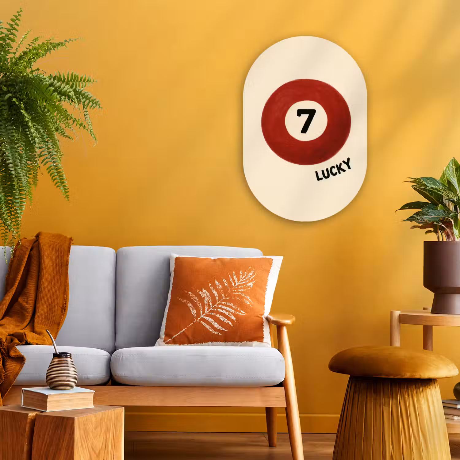 Cirkel - Zeven - Lucky - Rood Wandcirkel Ovaal Forex klein -sfeer4
