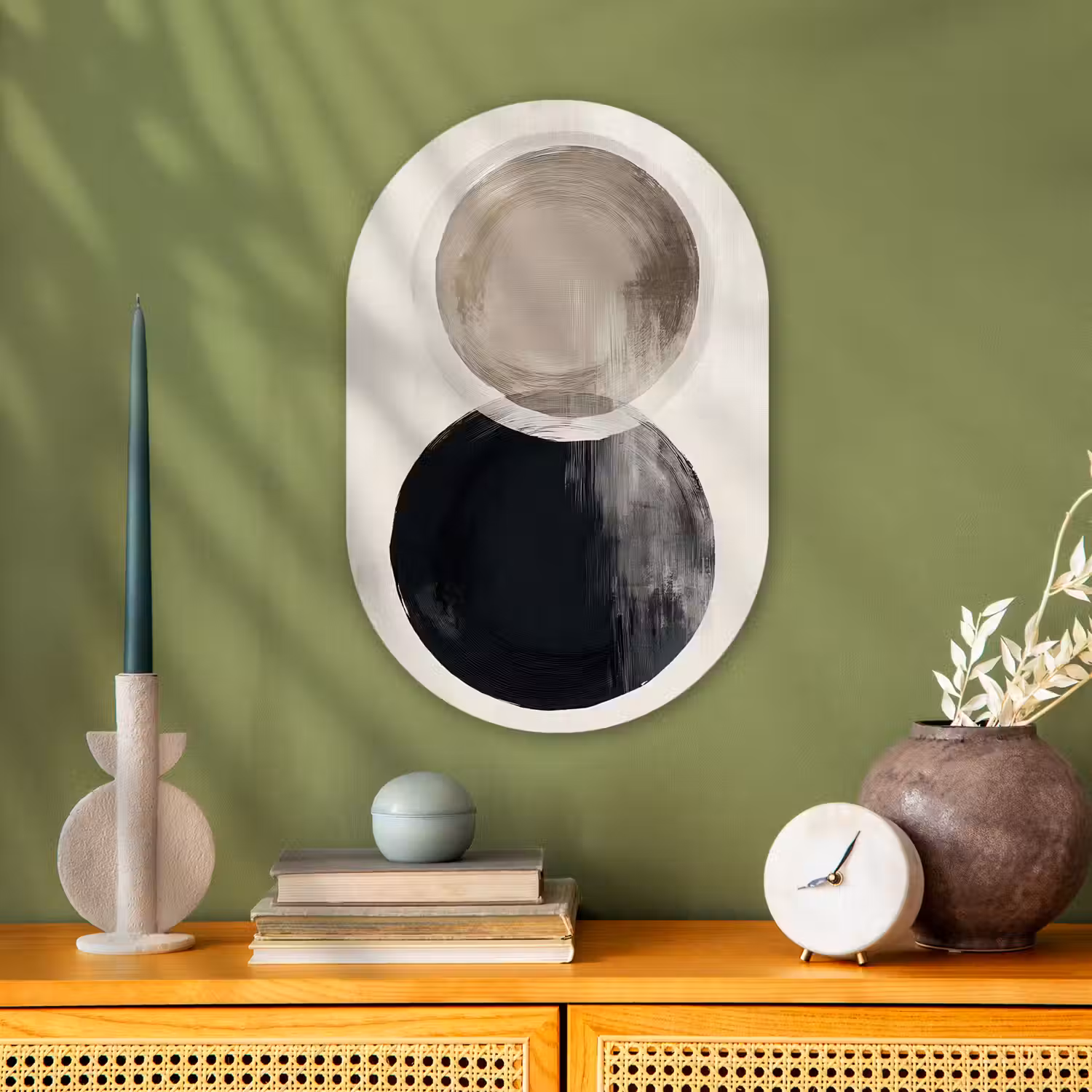 Cirkels - Vorm - Beige - Abstract Wandcirkel Ovaal Forex klein -sfeer2