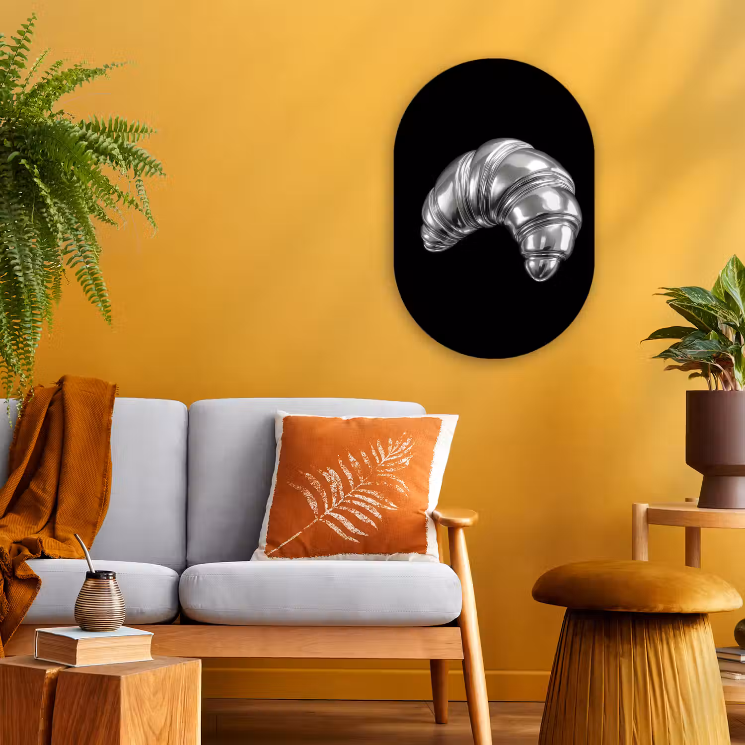 Croissant - Metaal - Zilver Wandcirkel Ovaal Forex klein -sfeer4