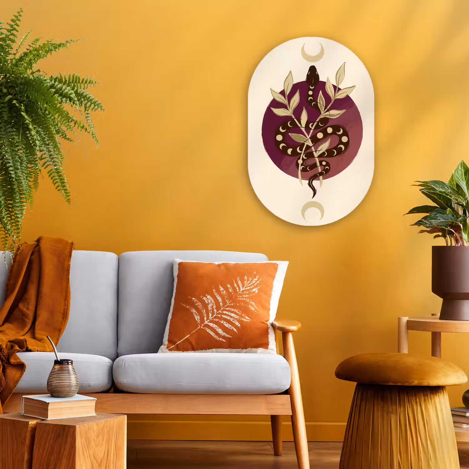 Dieren - Slang - Maan - Mystiek - Abstract Wandcirkel Ovaal Forex klein -sfeer4