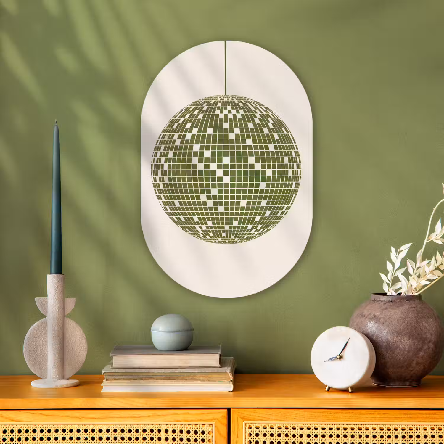 Disco - Bal - Groen - Abstract - Modern Wandcirkel Ovaal Forex klein -sfeer2