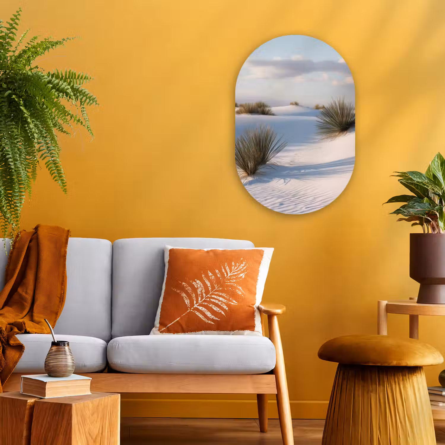 Duinen - Gras - Wolken - Beige Wandcirkel Ovaal Forex klein -sfeer4