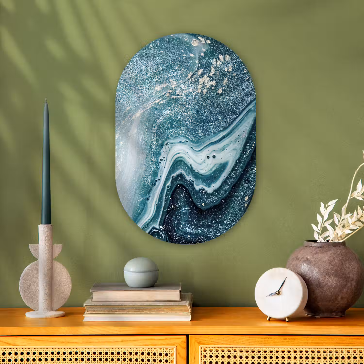 Edelstenen - Blauw - Natuur - Marmer - Abstract Wandcirkel Ovaal Forex klein -sfeer2