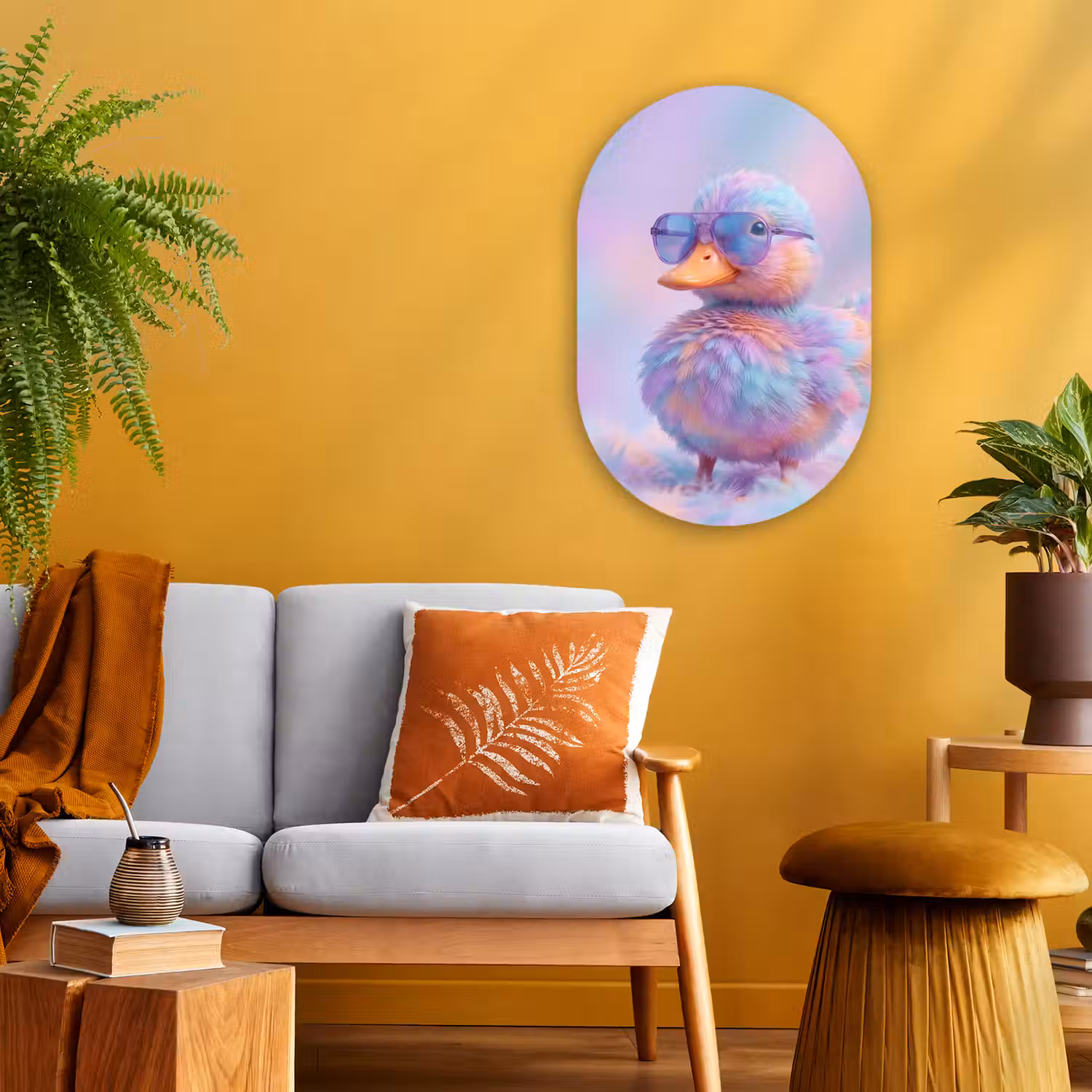 Eend - bril - Pastel Wandcirkel Ovaal Forex klein -sfeer4