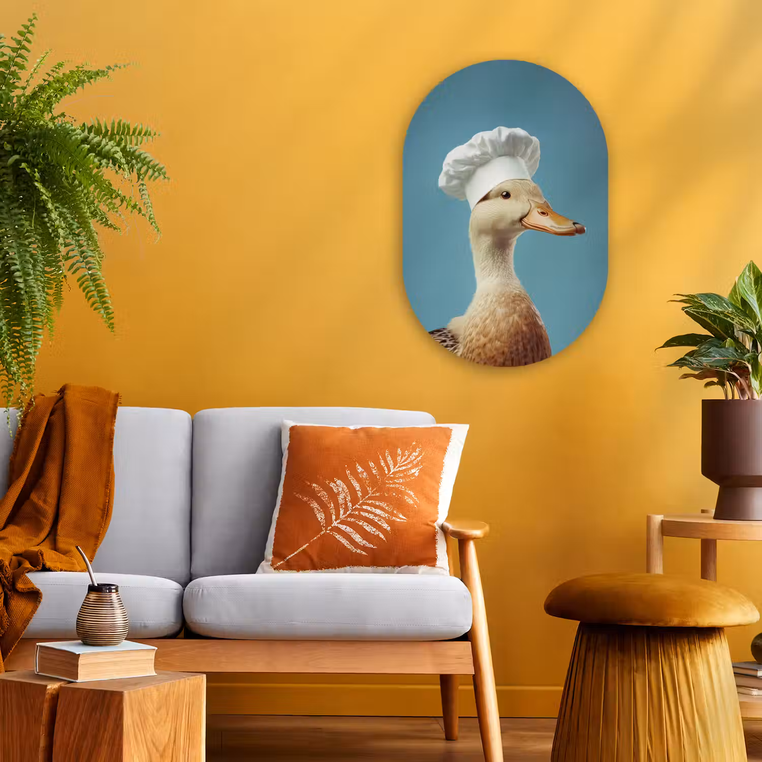 Eend - Koksmuts - Cute - Vogel Wandcirkel Ovaal Forex klein -sfeer4
