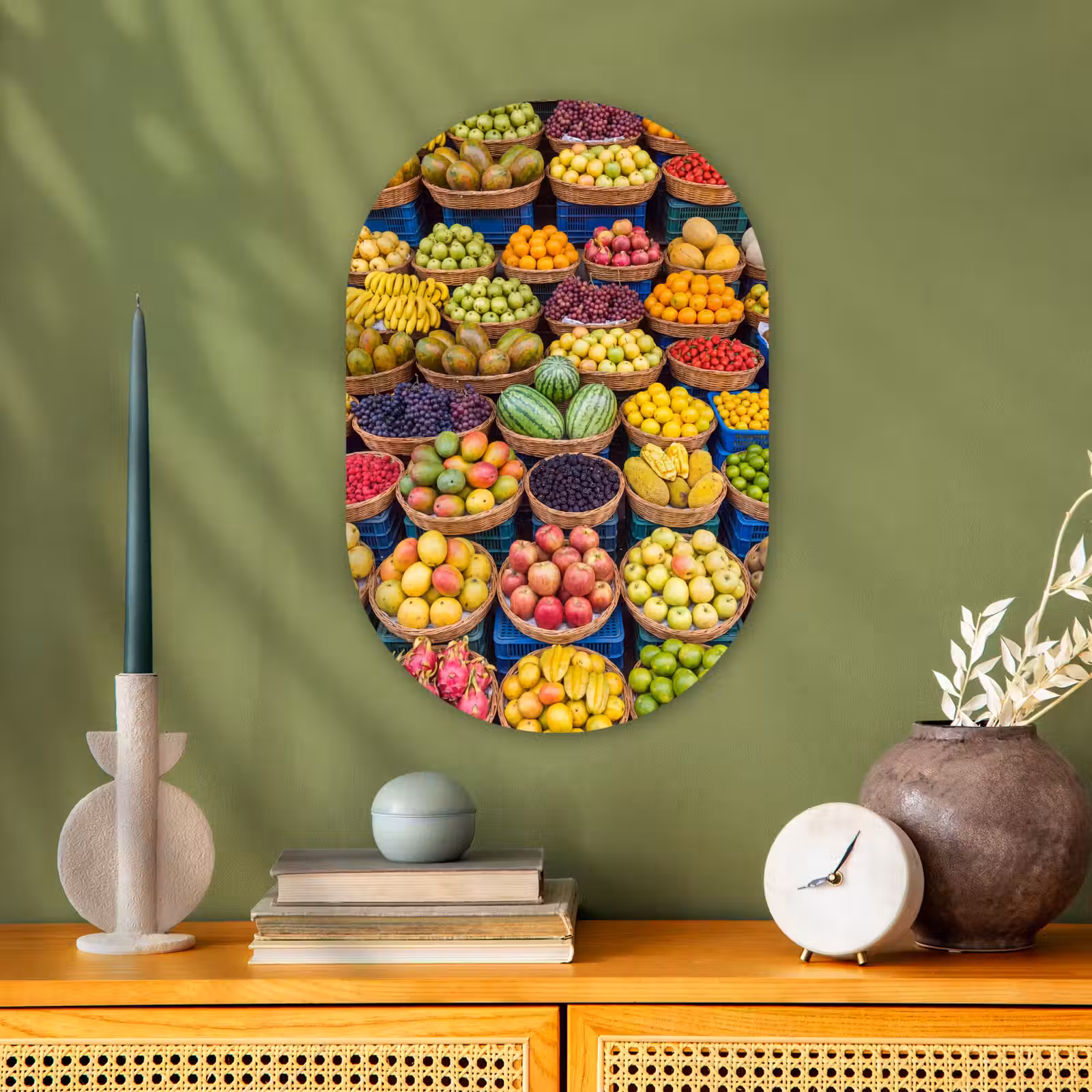 Muurovaal - Fruit - Markt - Kleurrijk - Fruit - Markt - Kleurrijk Wandcirkel Ovaal Forex klein