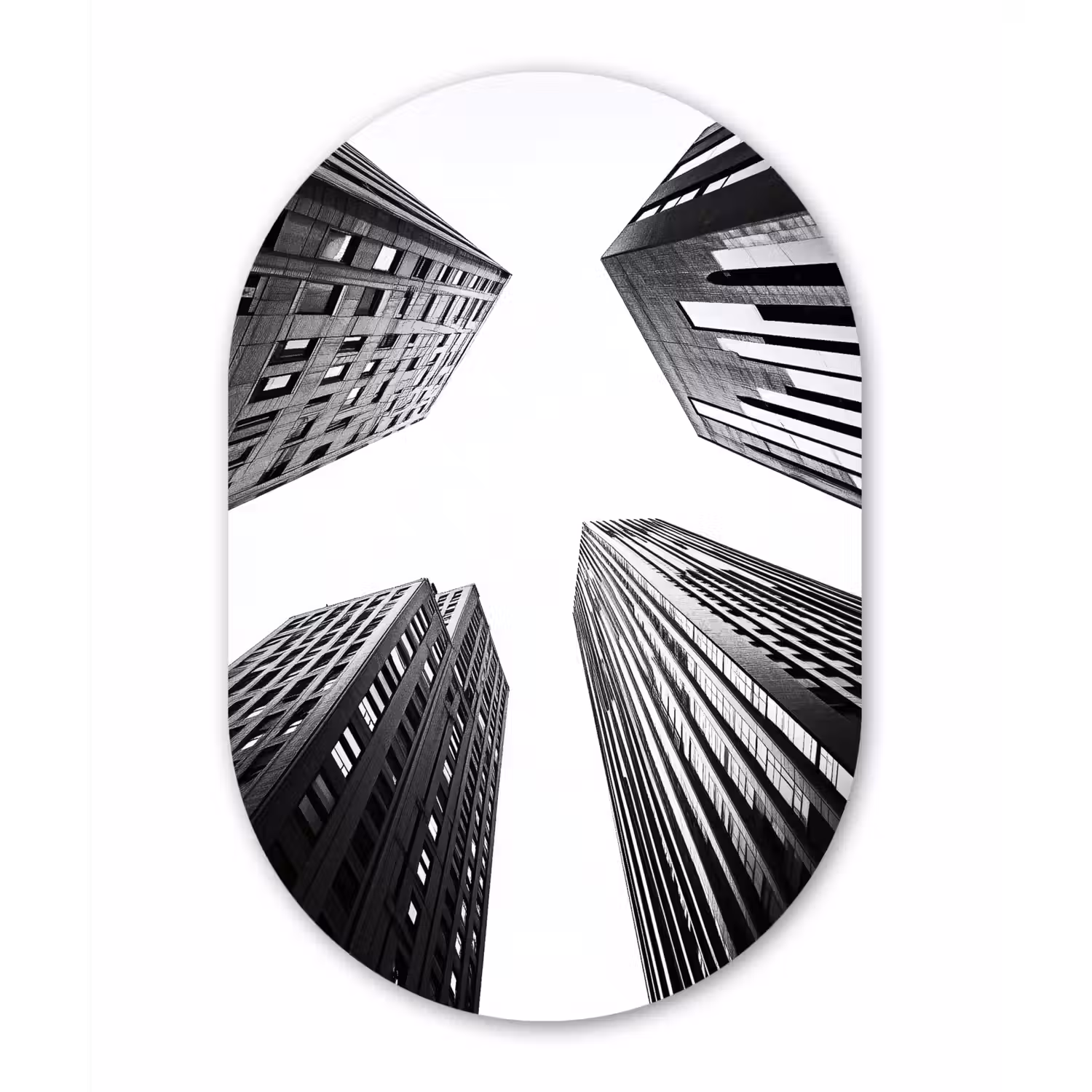 Gebouwen - Lucht - Zwart Wandcirkel Ovaal Forex klein -3d