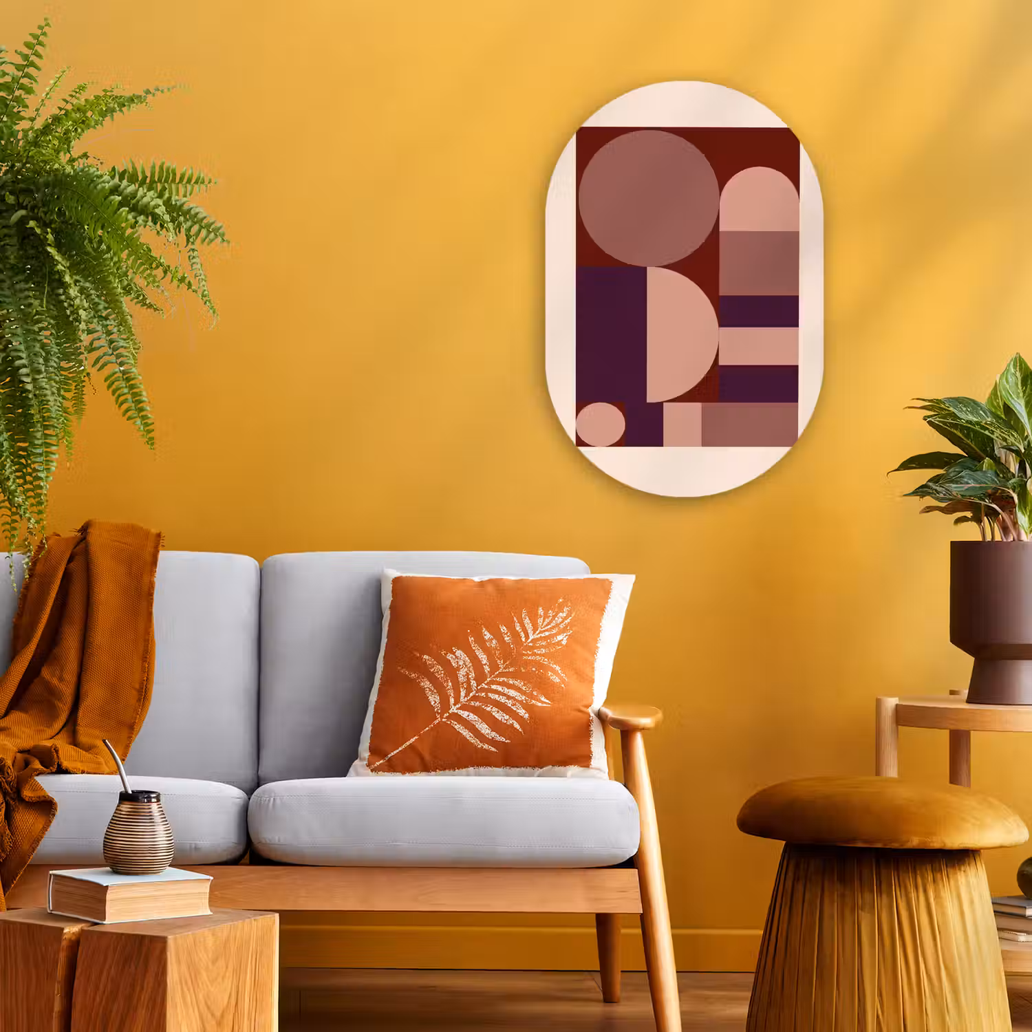 Geometrisch - Cirkels - Rood Wandcirkel Ovaal Forex klein -sfeer4