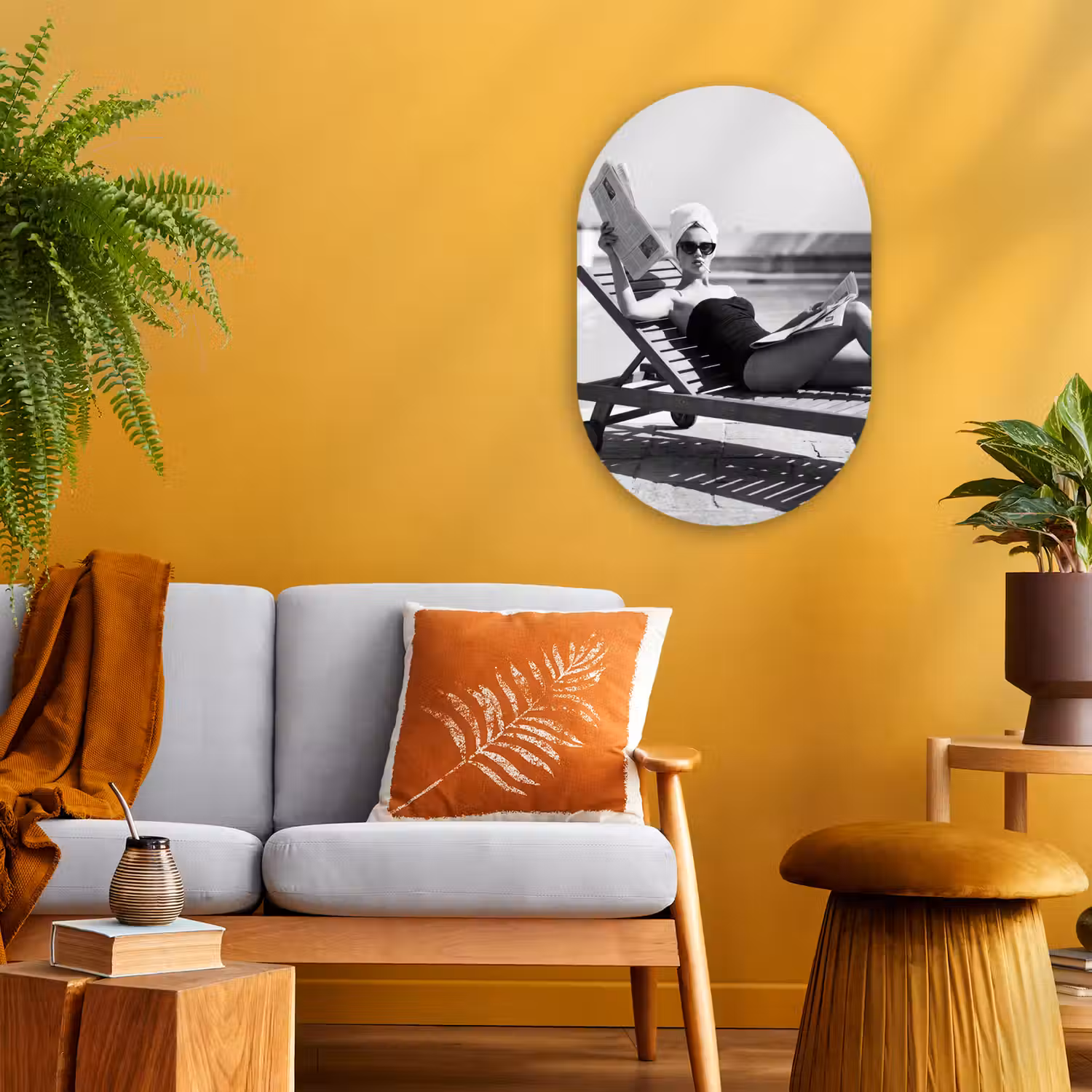 Glamour - Modern - Zwart - Wit Wandcirkel Ovaal Forex klein -sfeer4