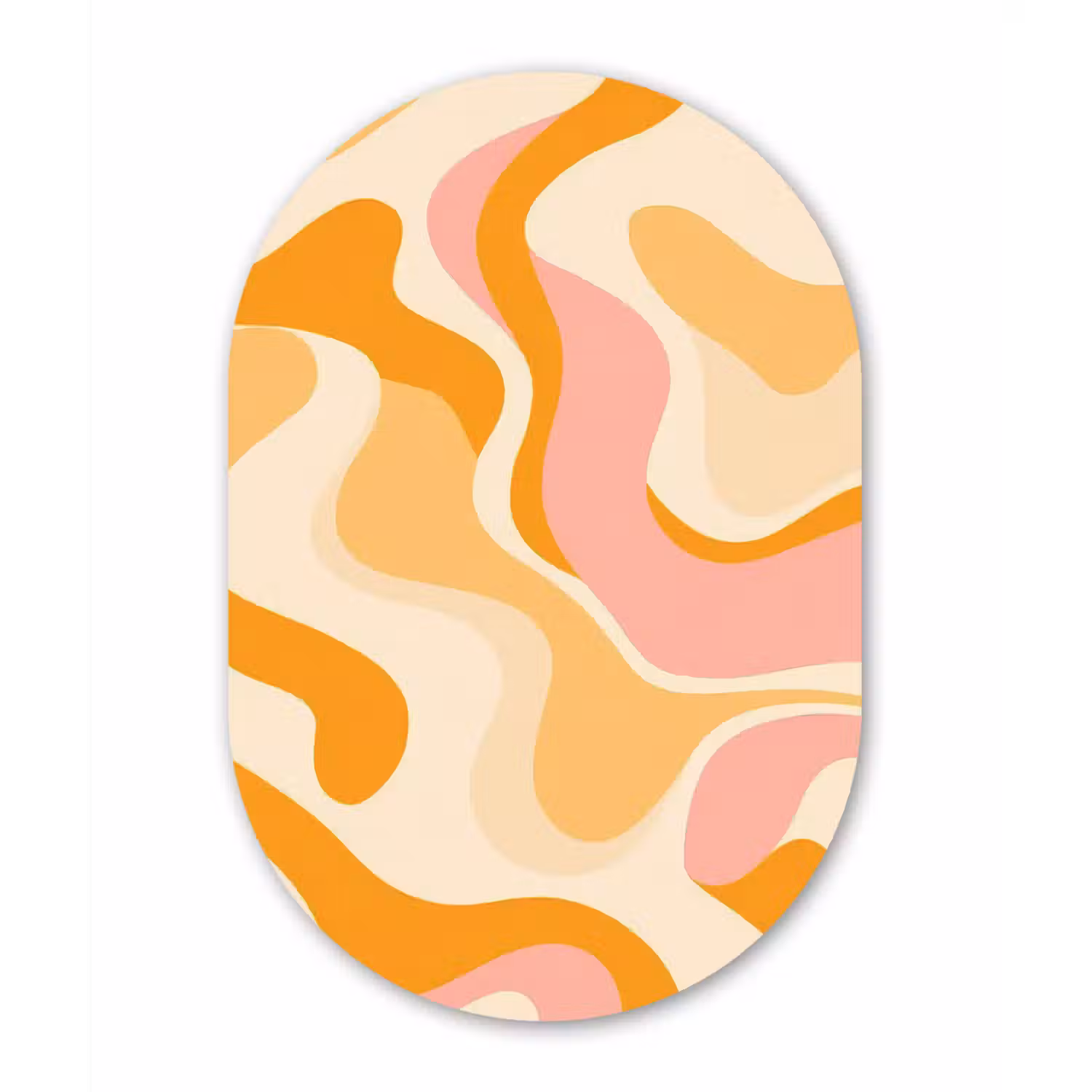 Abstract - Golvend - Oranje Wandcirkel Ovaal Glas middel -3d