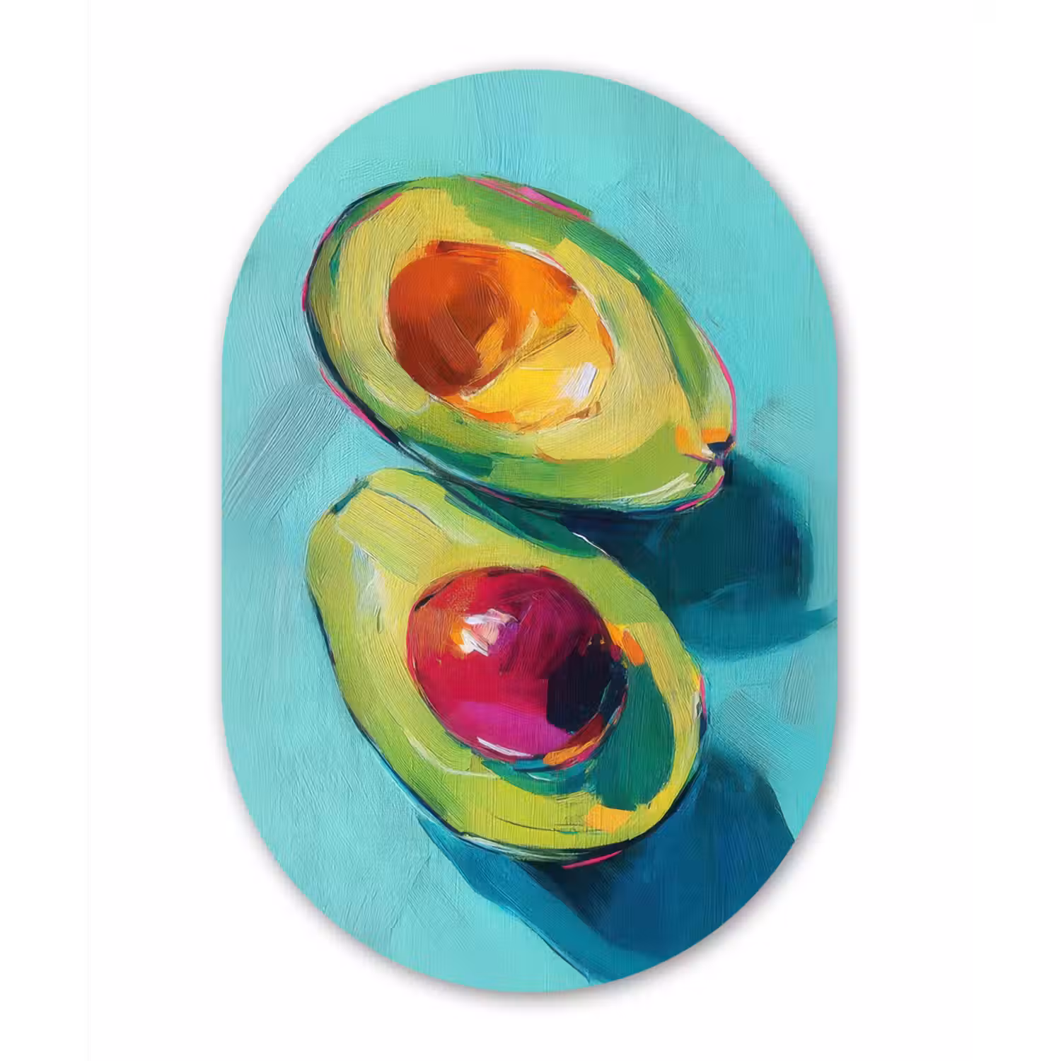 Avocado - Groen - Pit - Schaduw Wandcirkel Ovaal Glas middel -3d