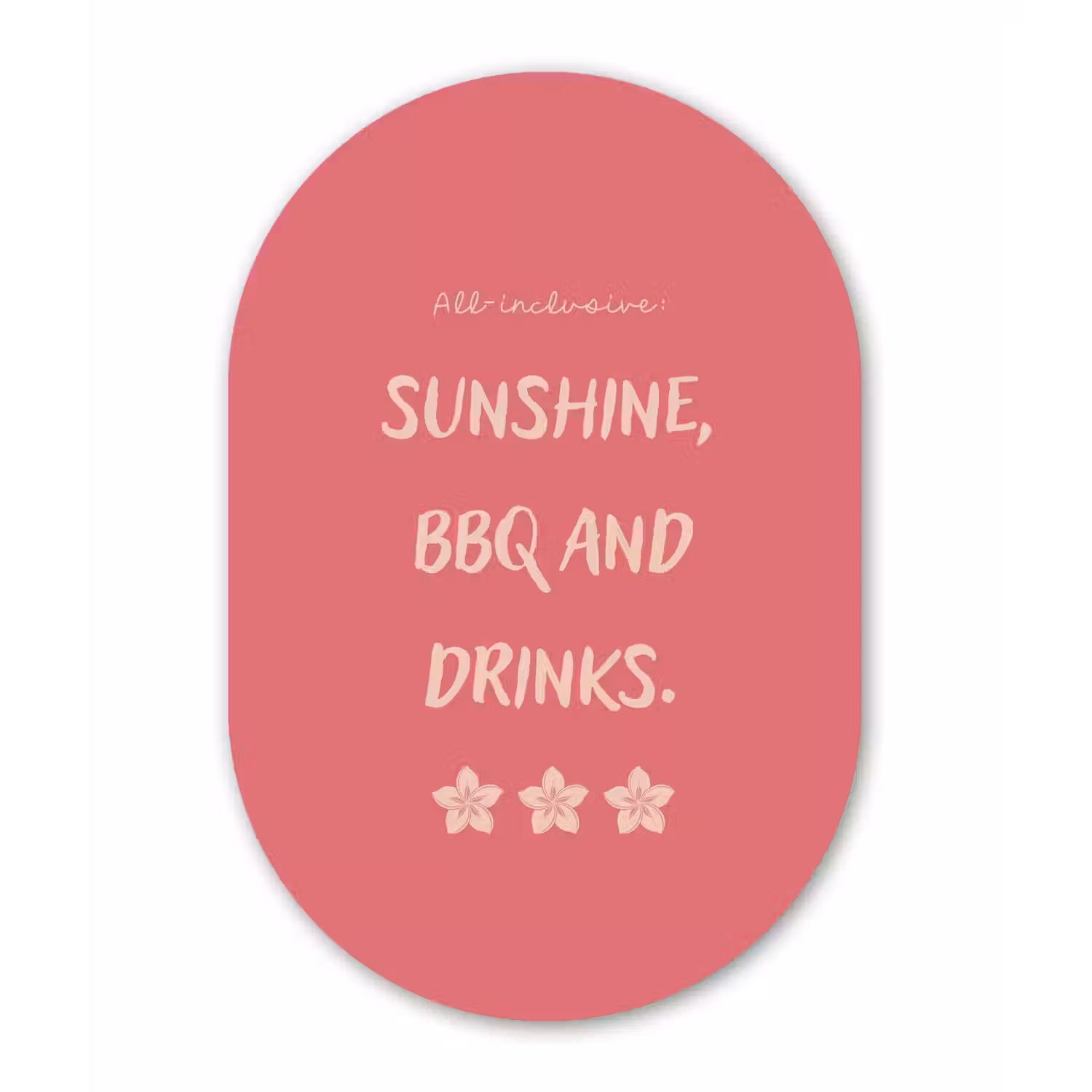 BBQ - Quote - Roze - Zomer Wandcirkel Ovaal Glas middel -3d