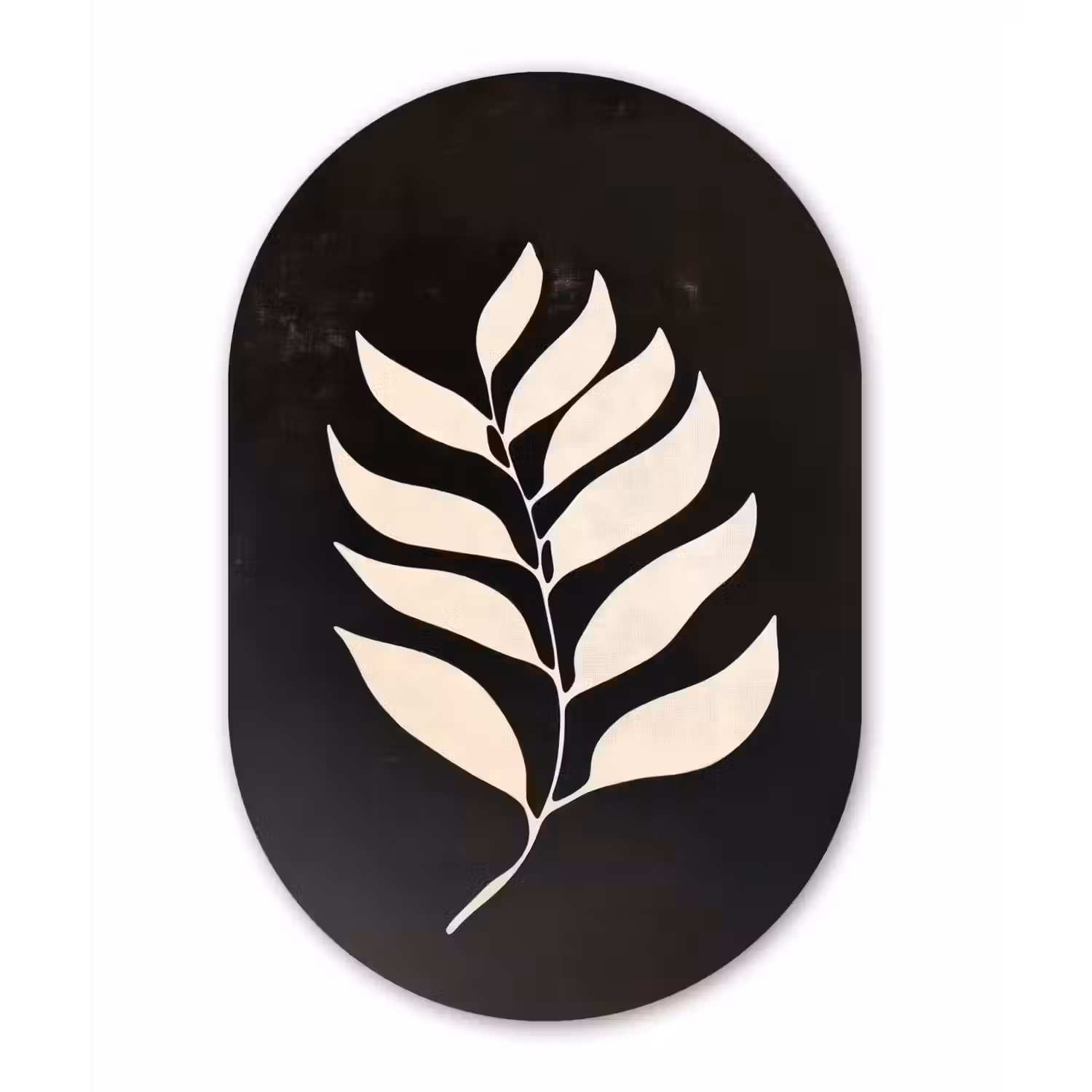Blad - Wit - Minimalistisch Wandcirkel Ovaal Glas middel -3d