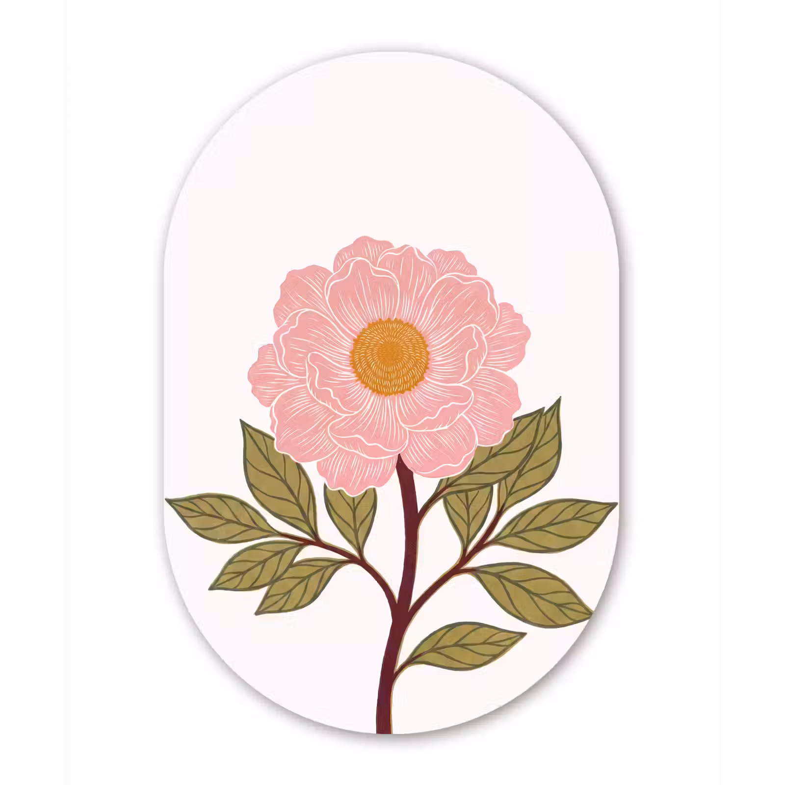 Muurovaal glas - Bloemen - Roze - Illustratie - Bloemen - Roze - Illustratie Wandcirkel Ovaal Glas middel