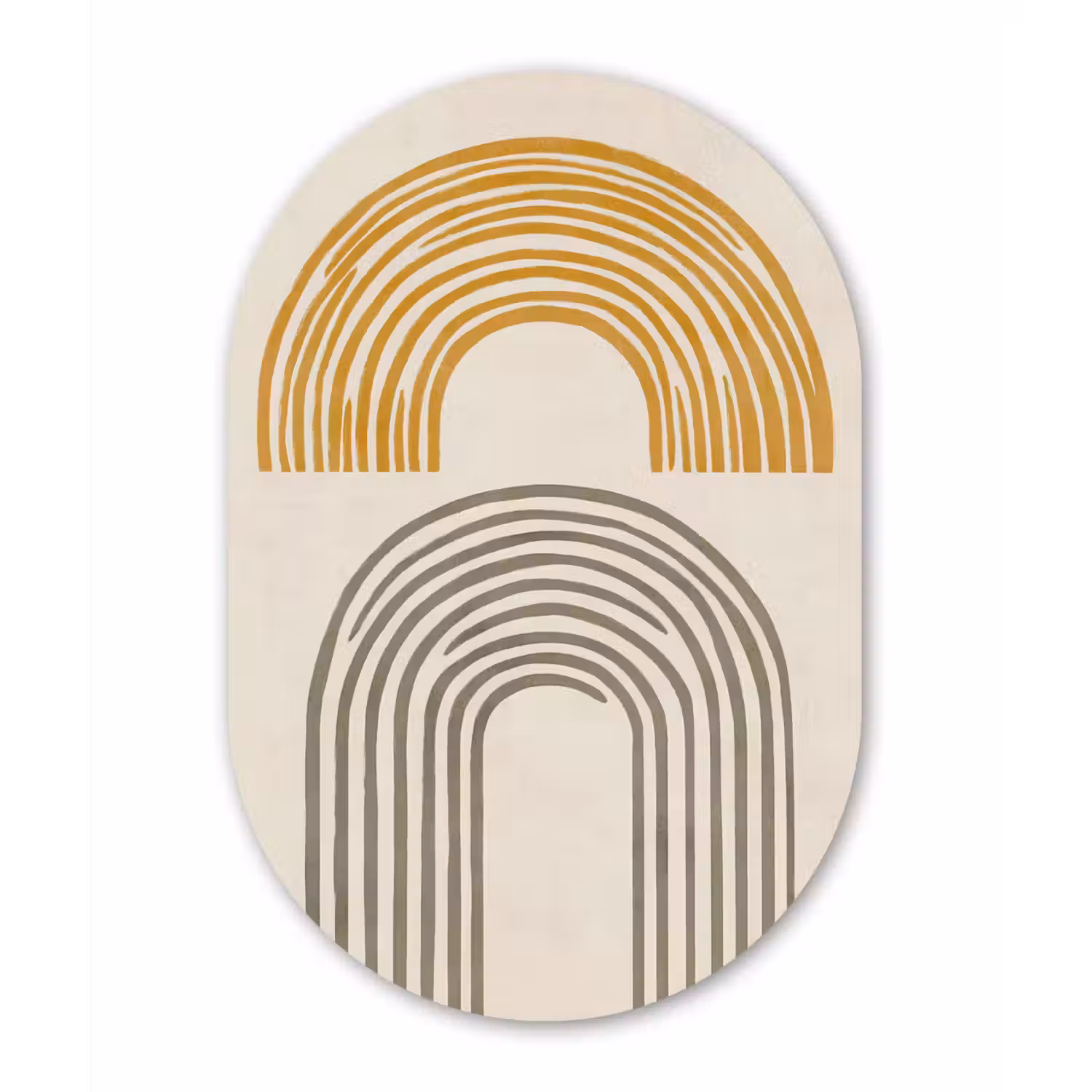 Bogen - Lijnen - Oranje - Minimalistisch Wandcirkel Ovaal Glas middel -3d