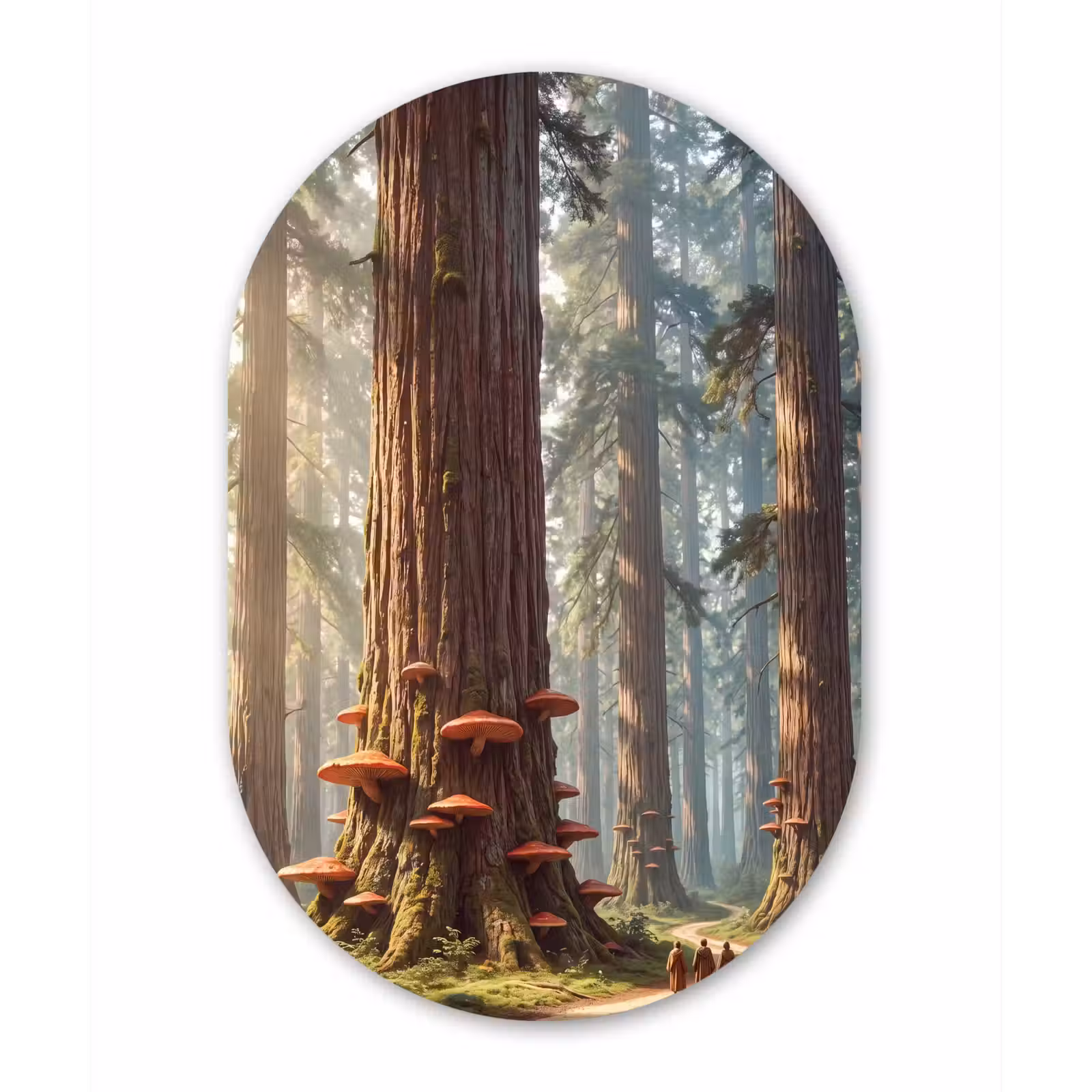 Muurovaal glas - Bos - Bomen - Natuur - Bos - Bomen - Natuur Wandcirkel Ovaal Glas middel