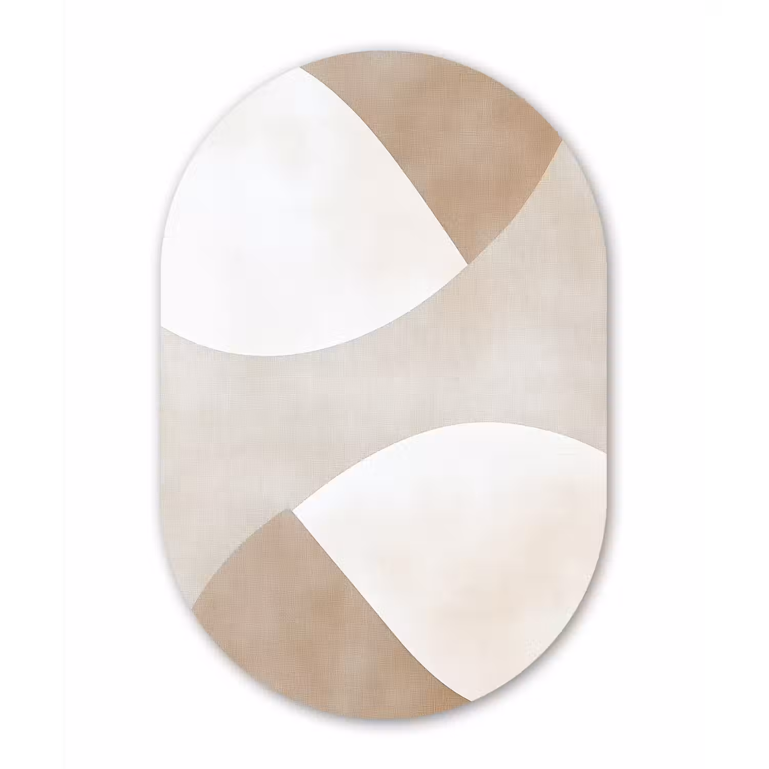 Bruin - Japandi - Abstract Wandcirkel Ovaal Glas middel -3d