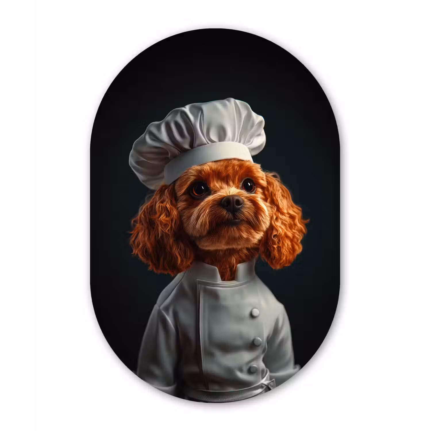 Bruin - Kok - Hondje Wandcirkel Ovaal Glas middel -3d