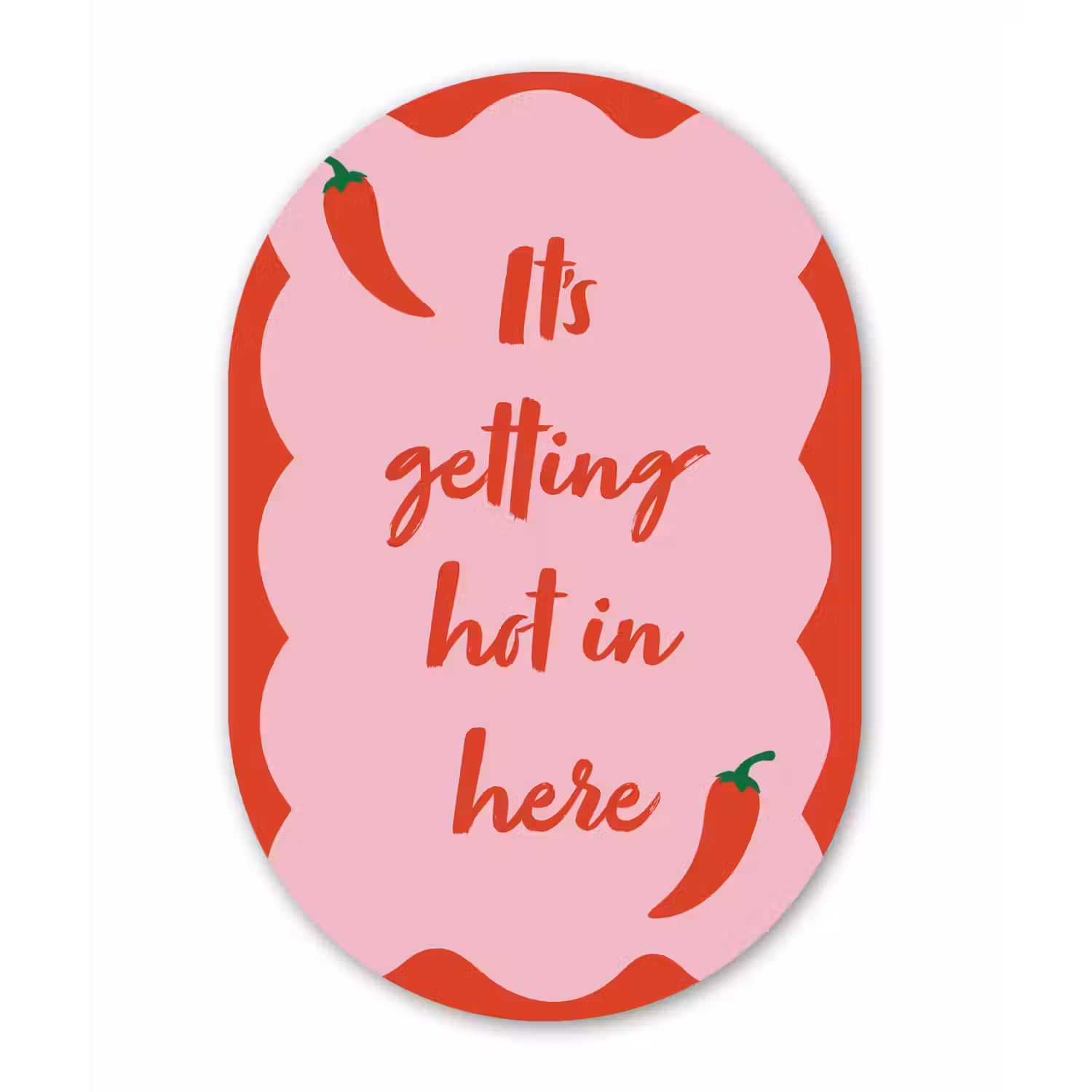 Chilipeper - Red - Hot - Quotes Wandcirkel Ovaal Glas middel -3d