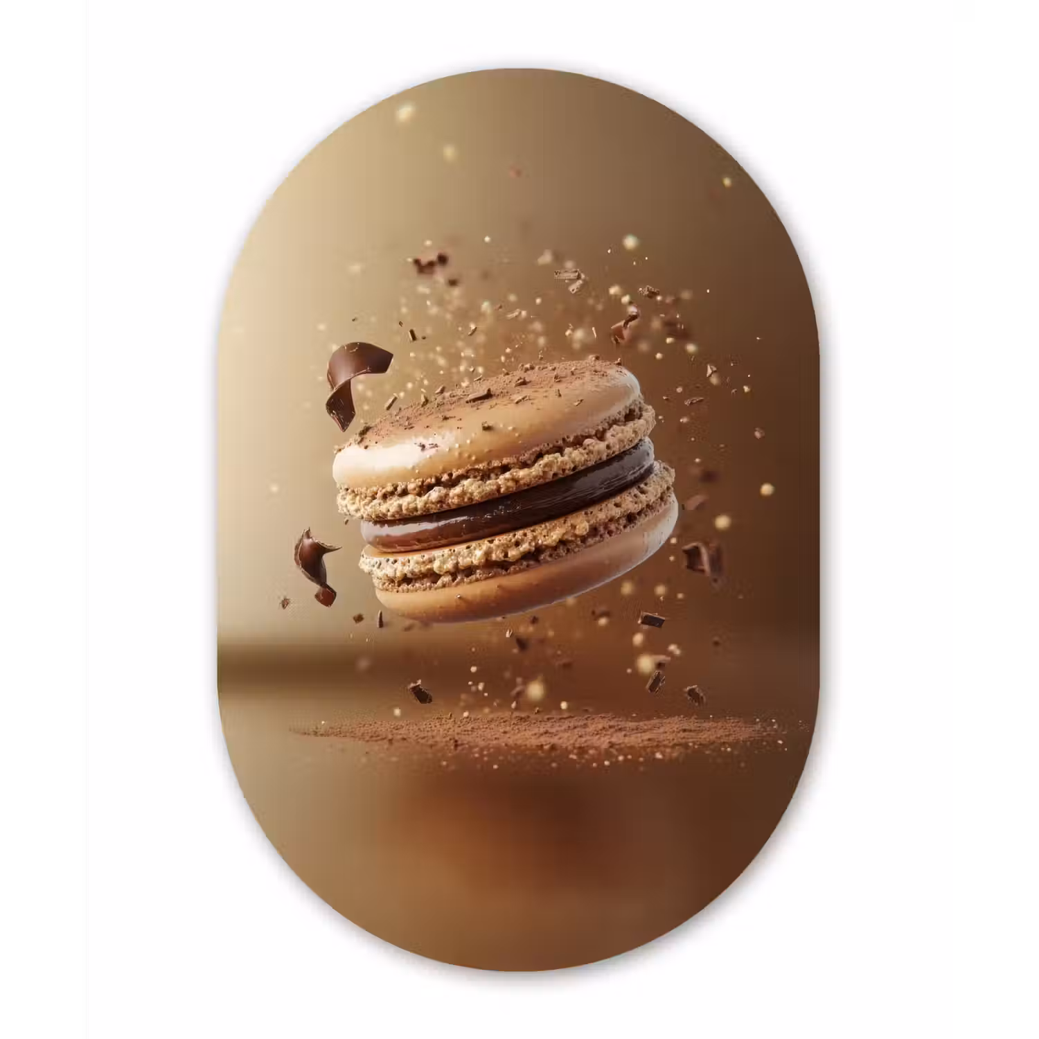 Chocolade - Macarons - Eten - Snoep Wandcirkel Ovaal Glas middel -3d