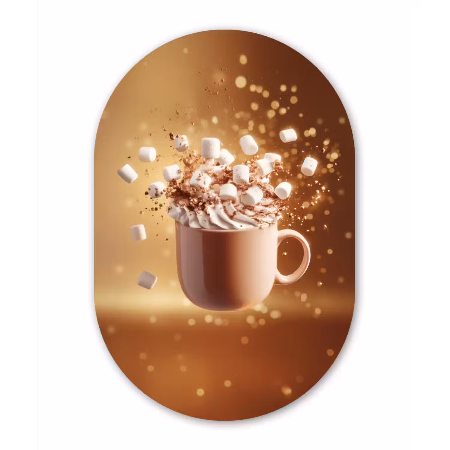 Chocomelk - Drinken - Warm - Bruin Wandcirkel Ovaal Glas middel -3d