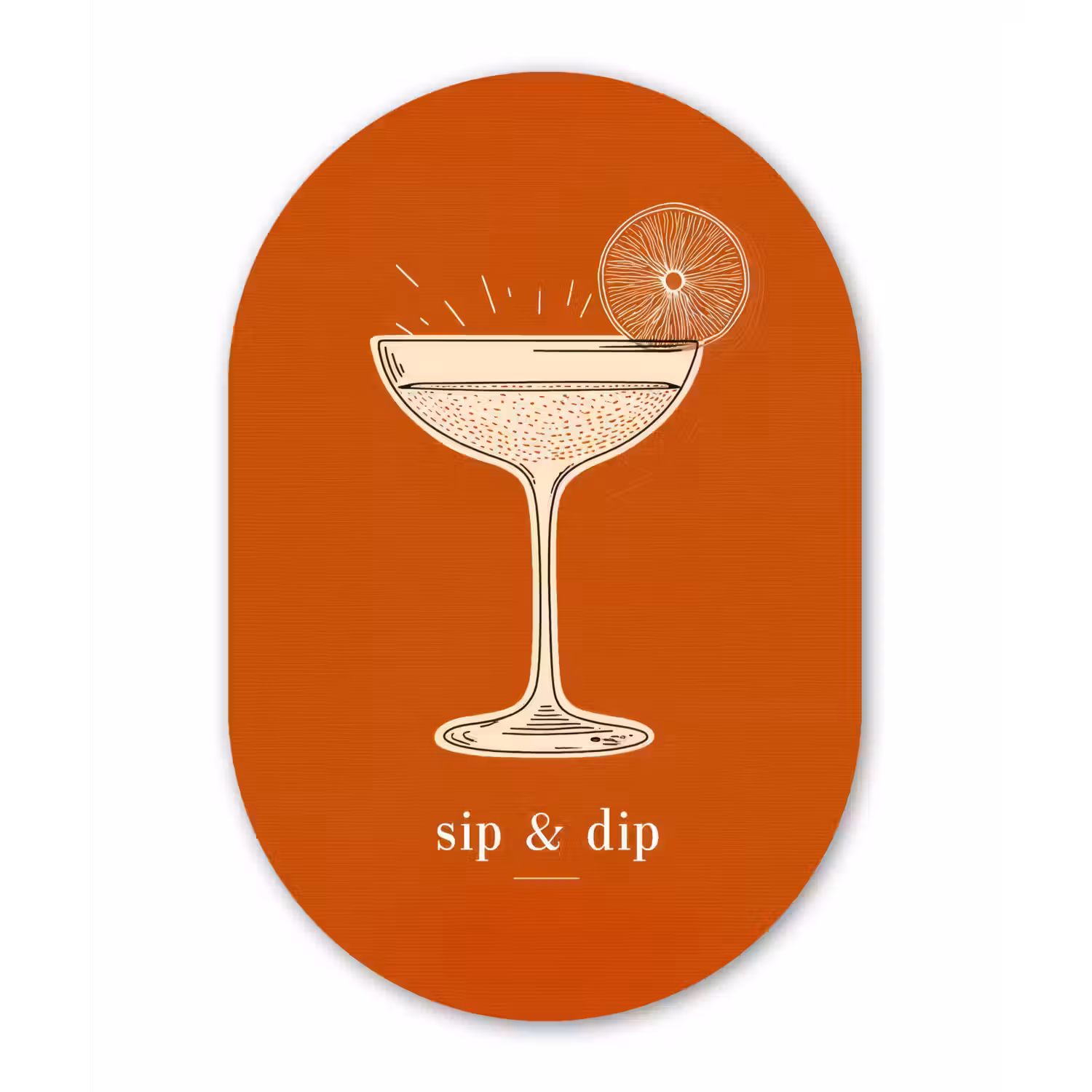 Cocktail - Oranje - Zomer - Quote Wandcirkel Ovaal Glas middel -3d