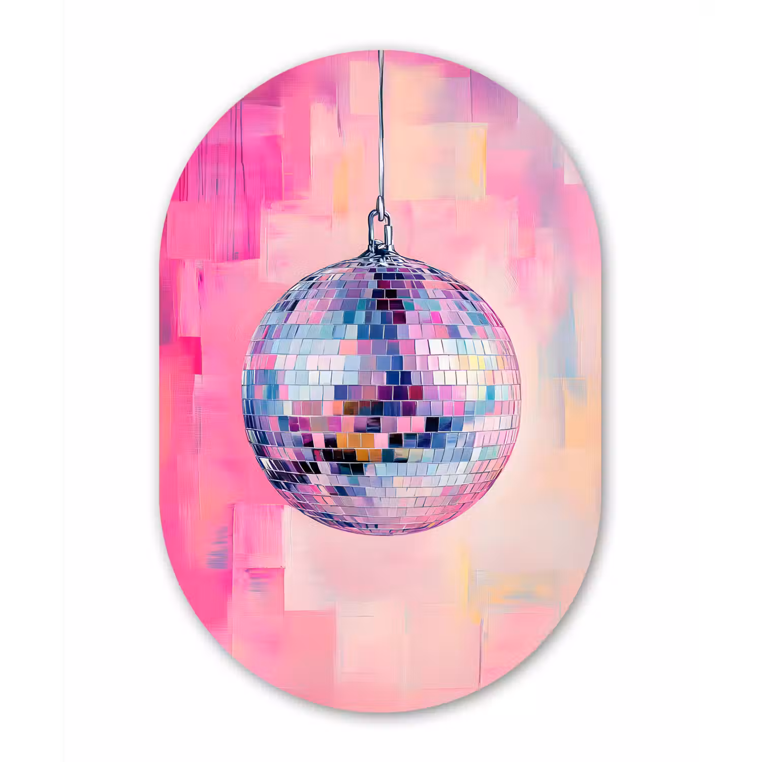 Discobal - Pink - Verf Wandcirkel Ovaal Glas middel -3d
