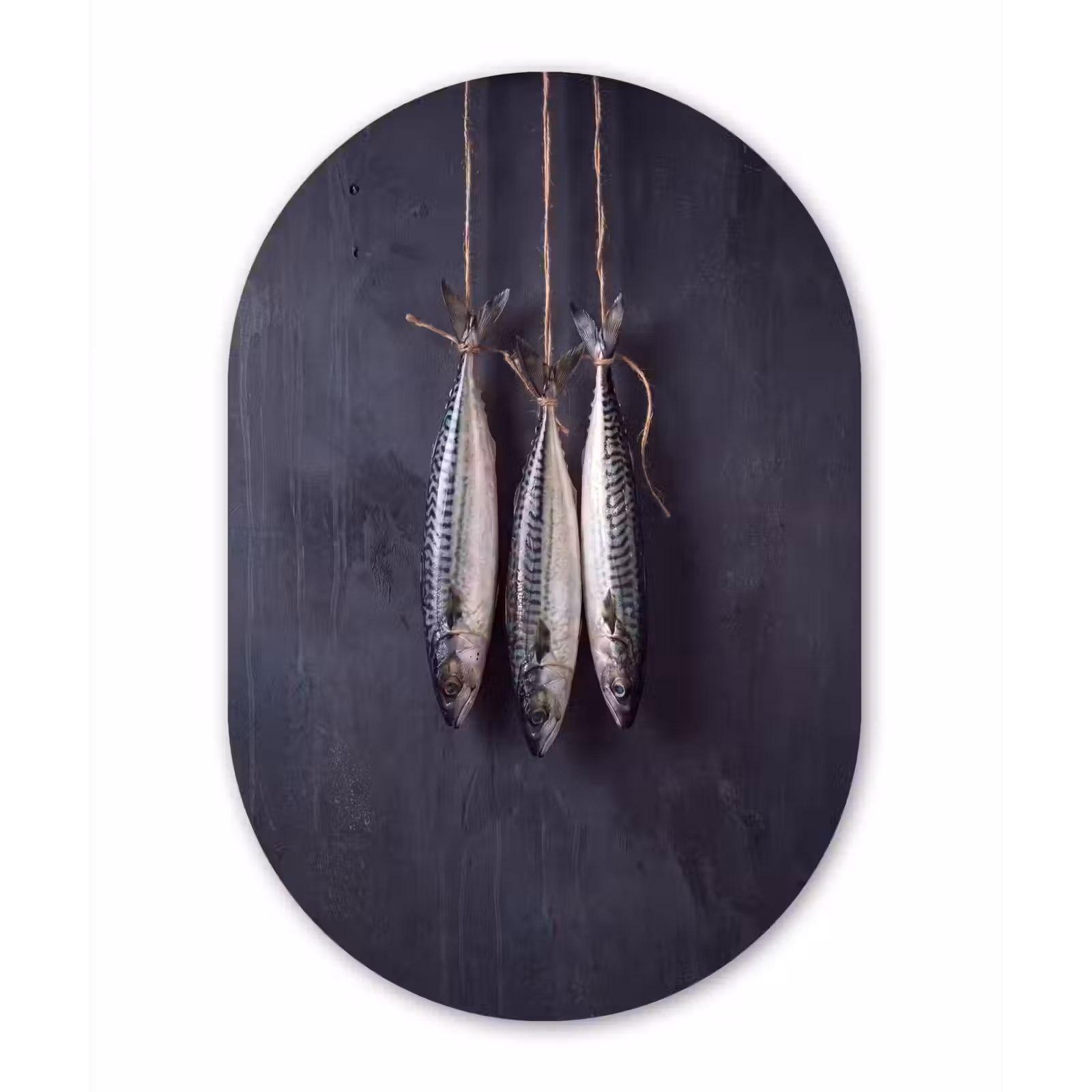 Muurovaal glas - Drie vissen - Touw - Drie vissen - Touw Wandcirkel Ovaal Glas middel