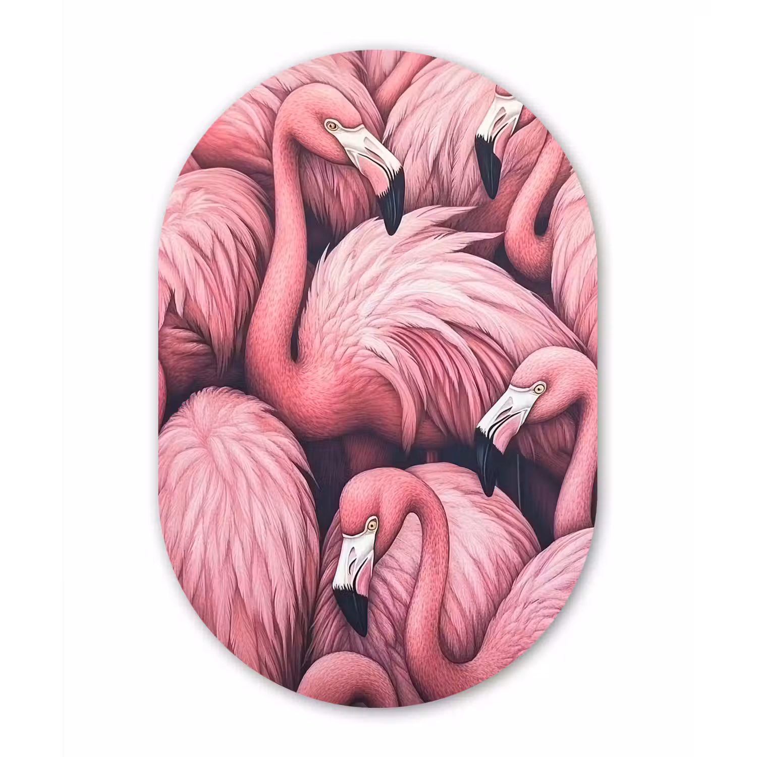 Flamingo - Roze - Dieren Wandcirkel Ovaal Glas middel -3d