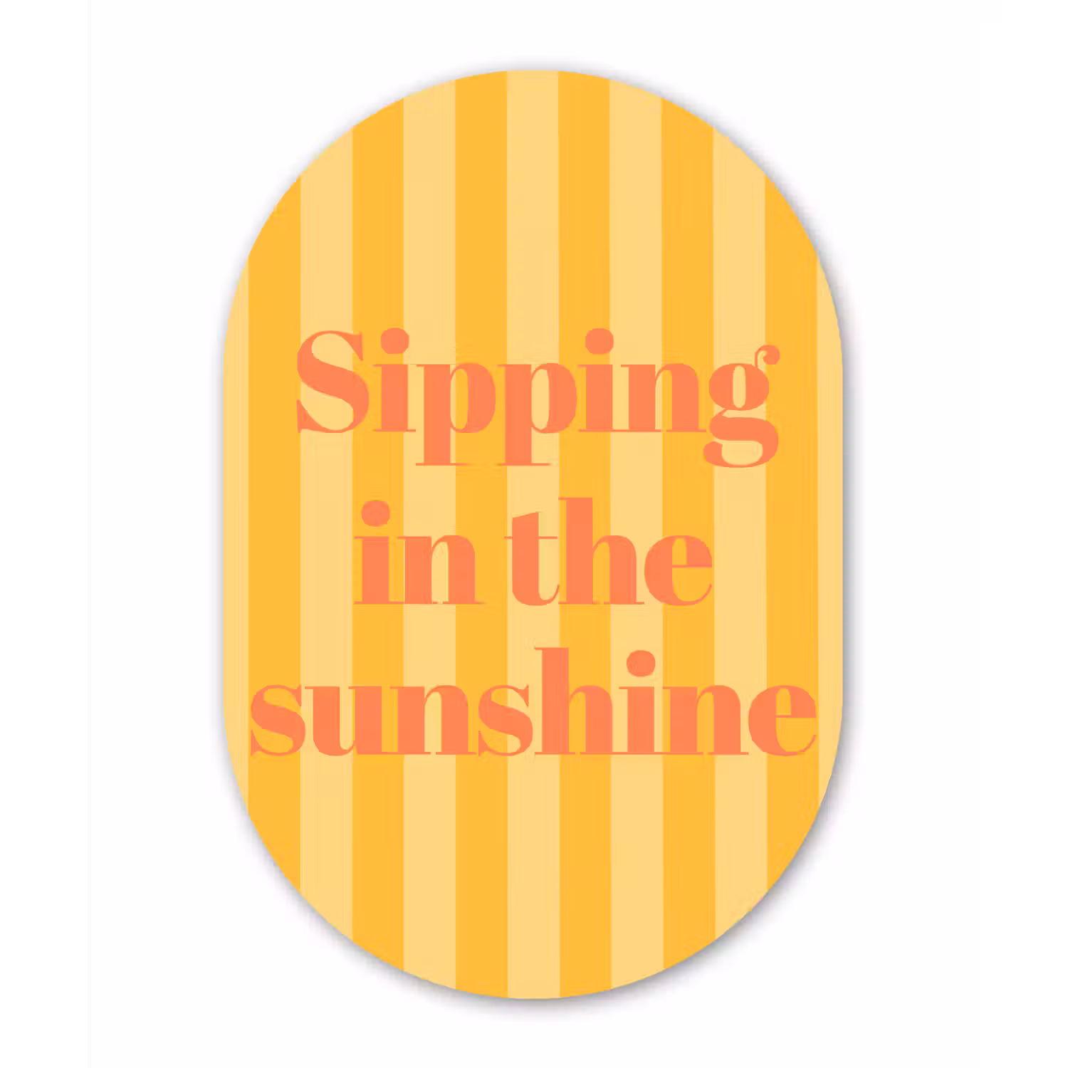 Gestreept - Geel - Sunshine - Letters Wandcirkel Ovaal Glas middel -3d
