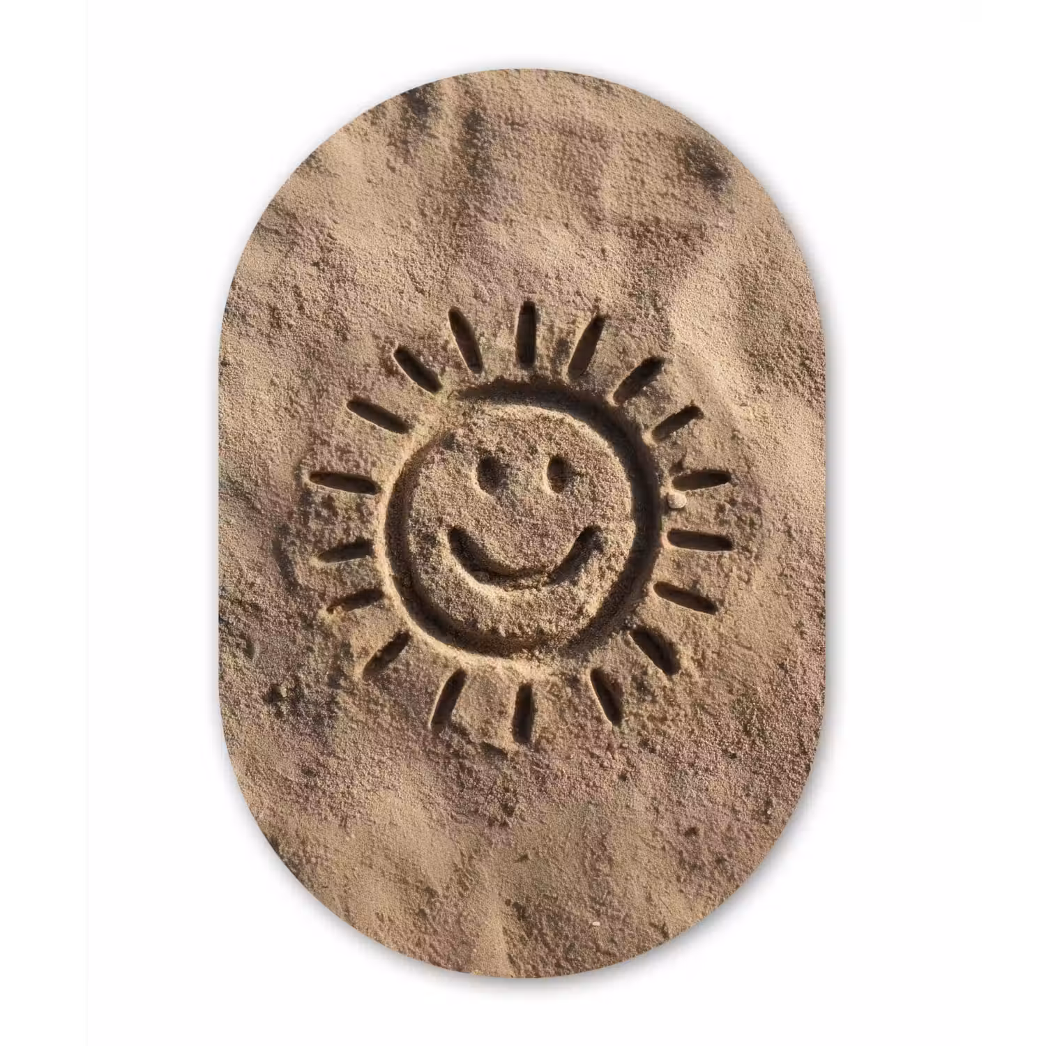 Gezichtje - Zon - Zand - Getekend Wandcirkel Ovaal Glas middel -3d