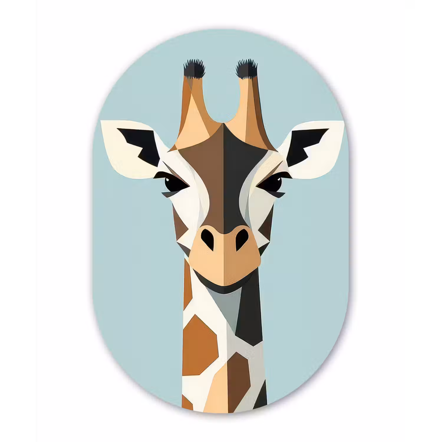 Giraffe - Illustratie - Bruin - Minimalistisch Wandcirkel Ovaal Glas middel -3d