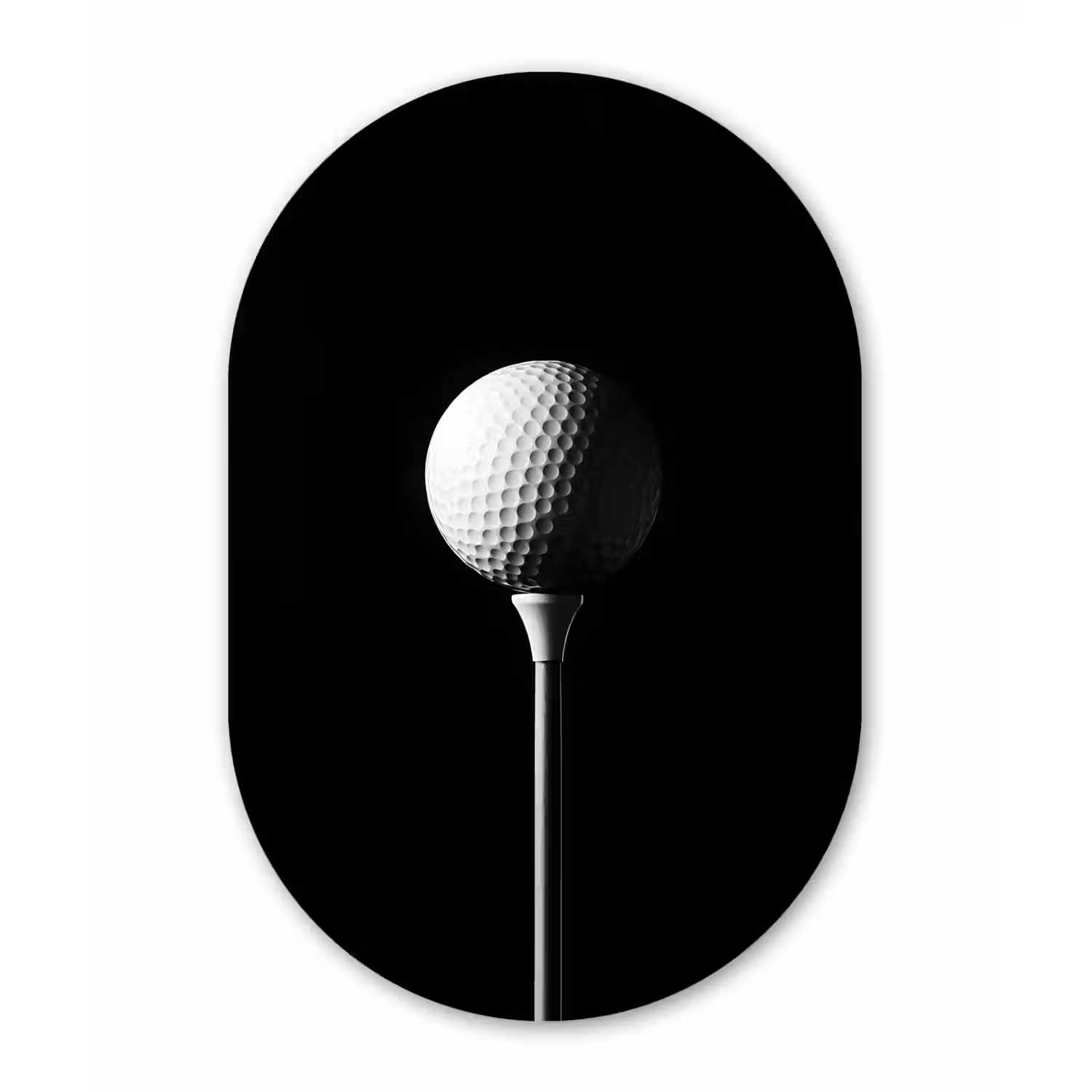 Golfbal - Minimalistisch - Wit Wandcirkel Ovaal Glas middel -3d