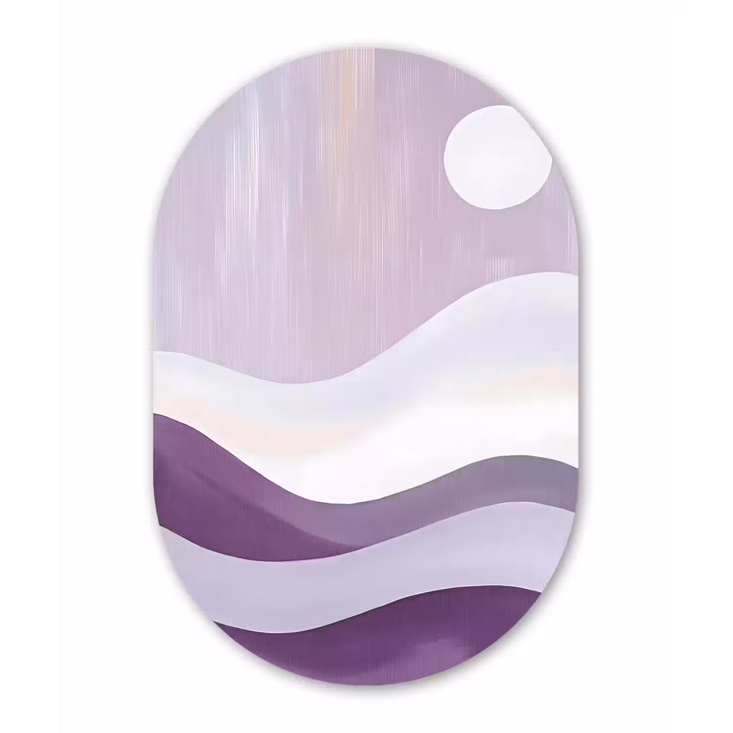 Golven - Heuvels - Abstract - Paars Wandcirkel Ovaal Glas middel -3d