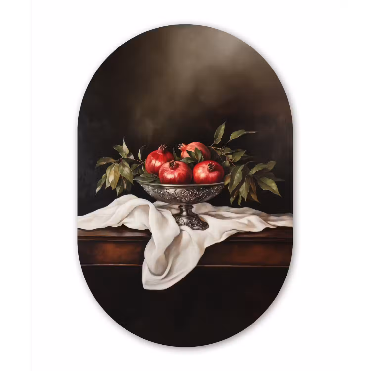 Granaatappels - Klassiek - Vintage Wandcirkel Ovaal Glas middel -3d