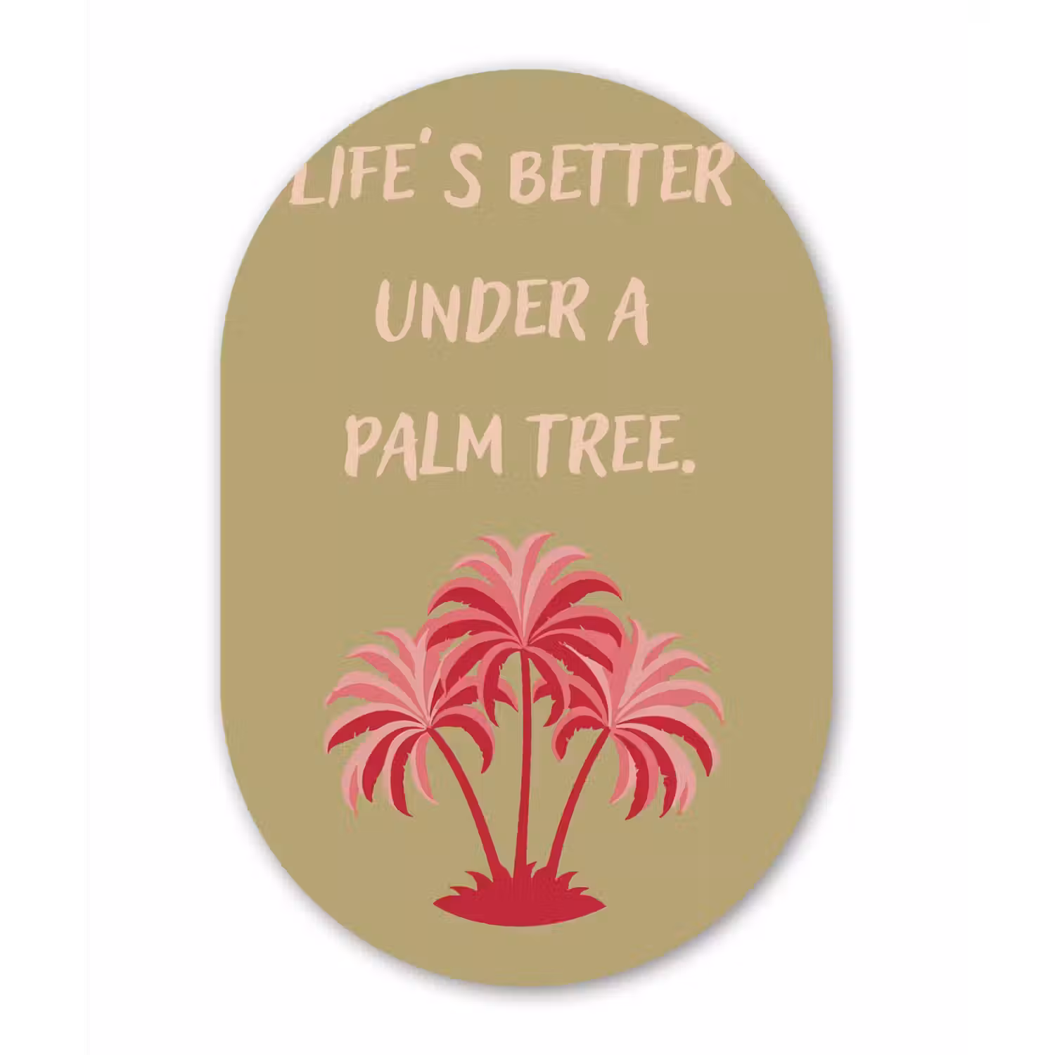 Groen - Zomer - Quote - Palmboom Wandcirkel Ovaal Glas middel -3d