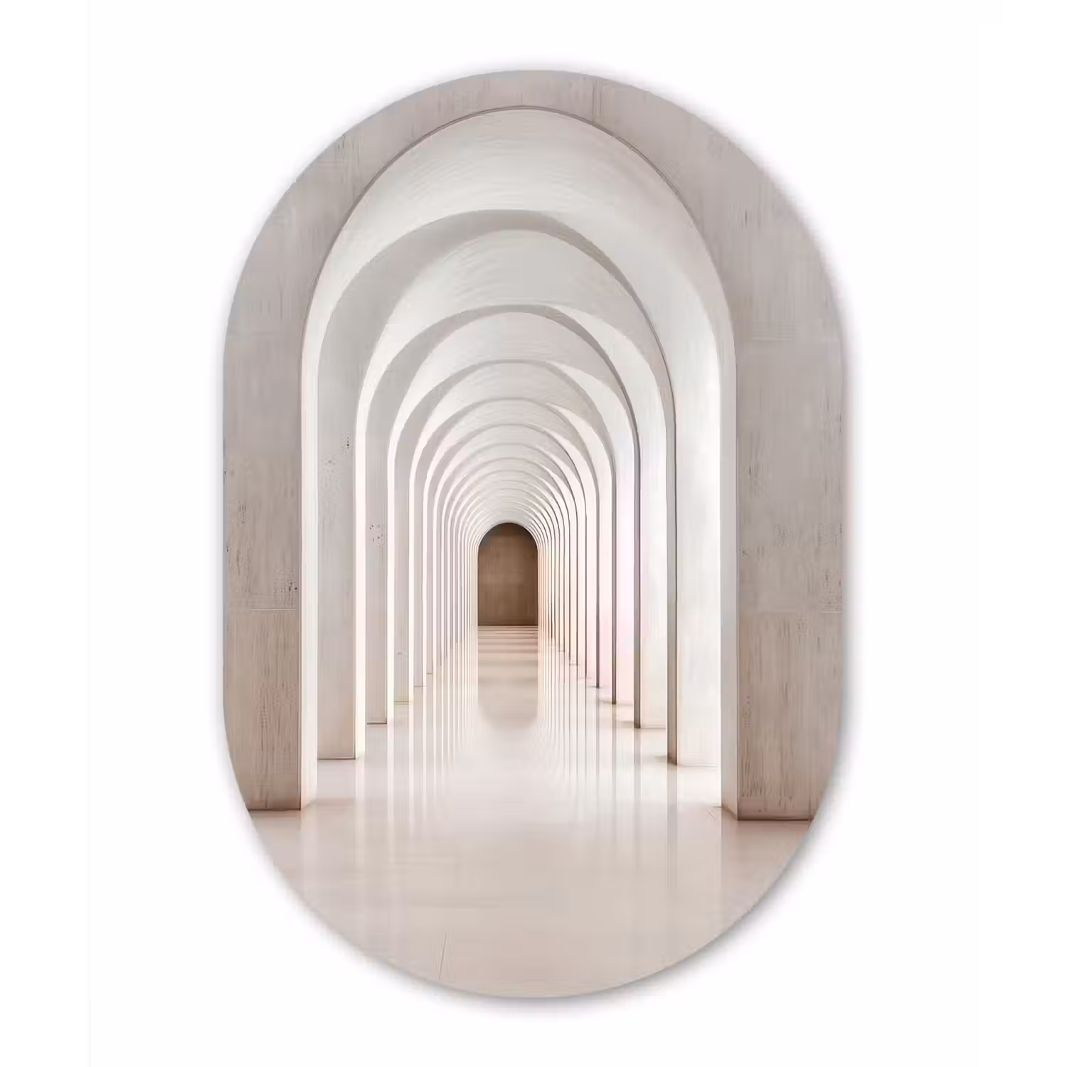 Hal - Bogen - Symmetrisch - Modern Wandcirkel Ovaal Glas middel -3d