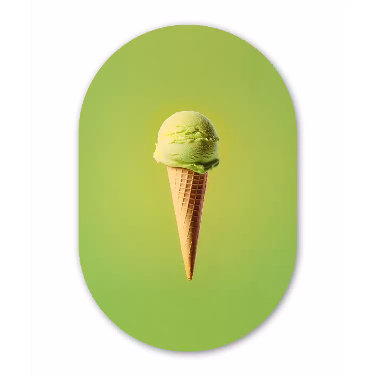 Hoorntje - Schepijs - Groen Wandcirkel Ovaal Glas middel -3d