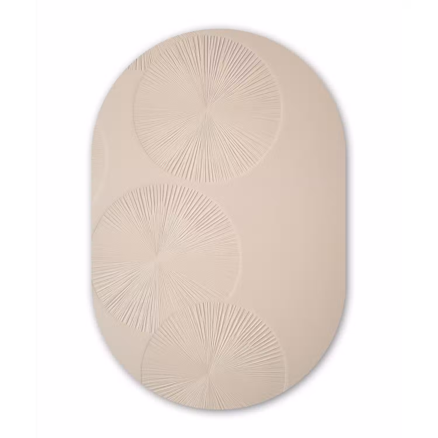 Japandi - Beige - Modern Wandcirkel Ovaal Glas middel -3d