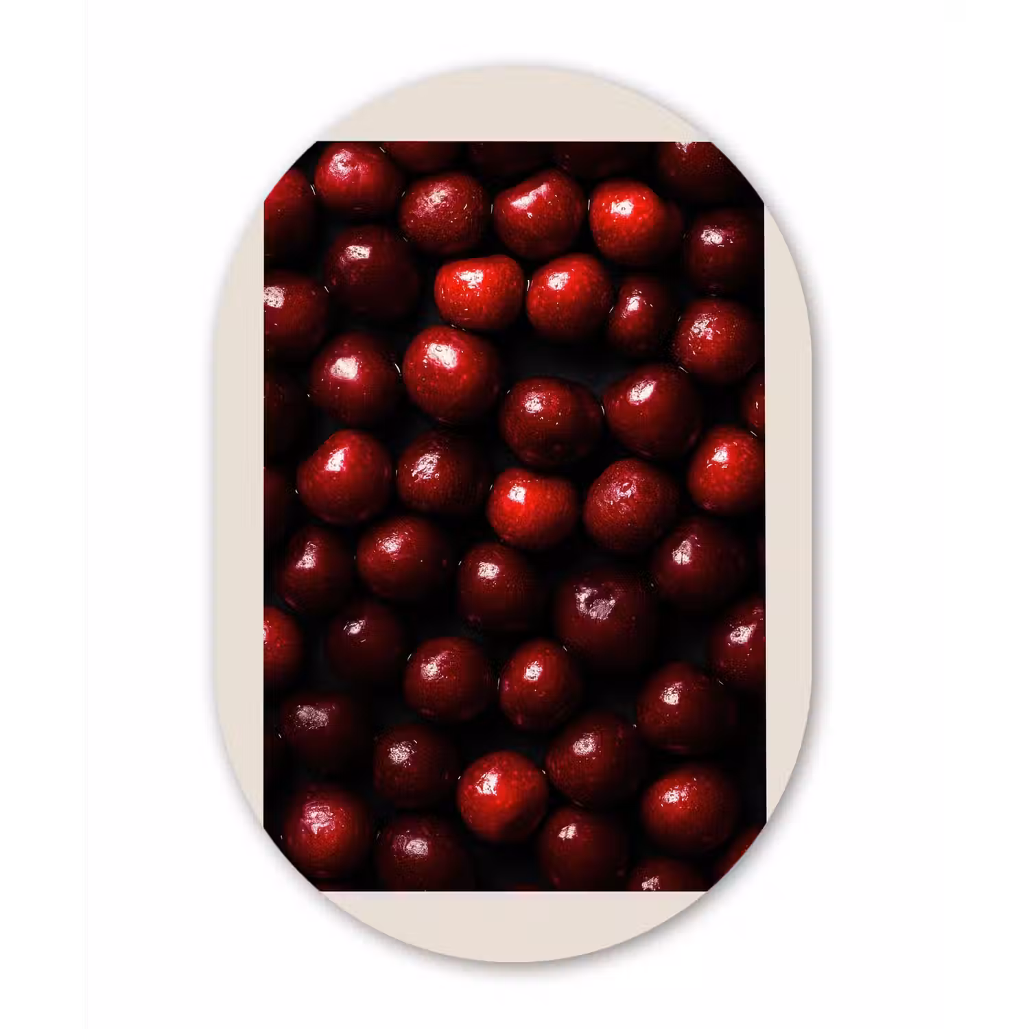 Kersen - Rood Wandcirkel Ovaal Glas middel -3d