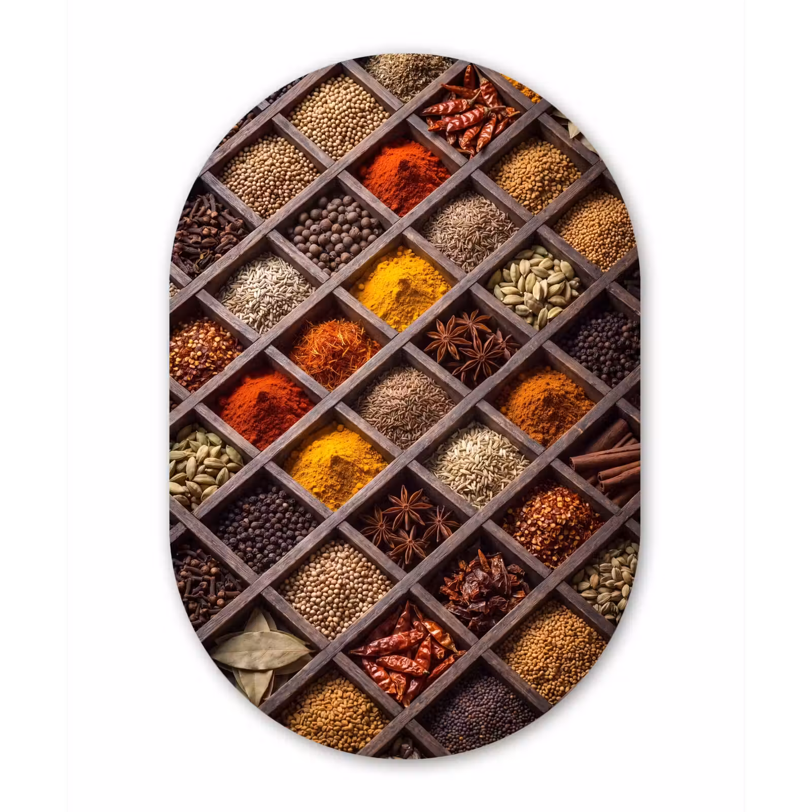 Muurovaal glas - Kruiden - Houten - Eten - Kruiden - Houten - Eten Wandcirkel Ovaal Glas middel