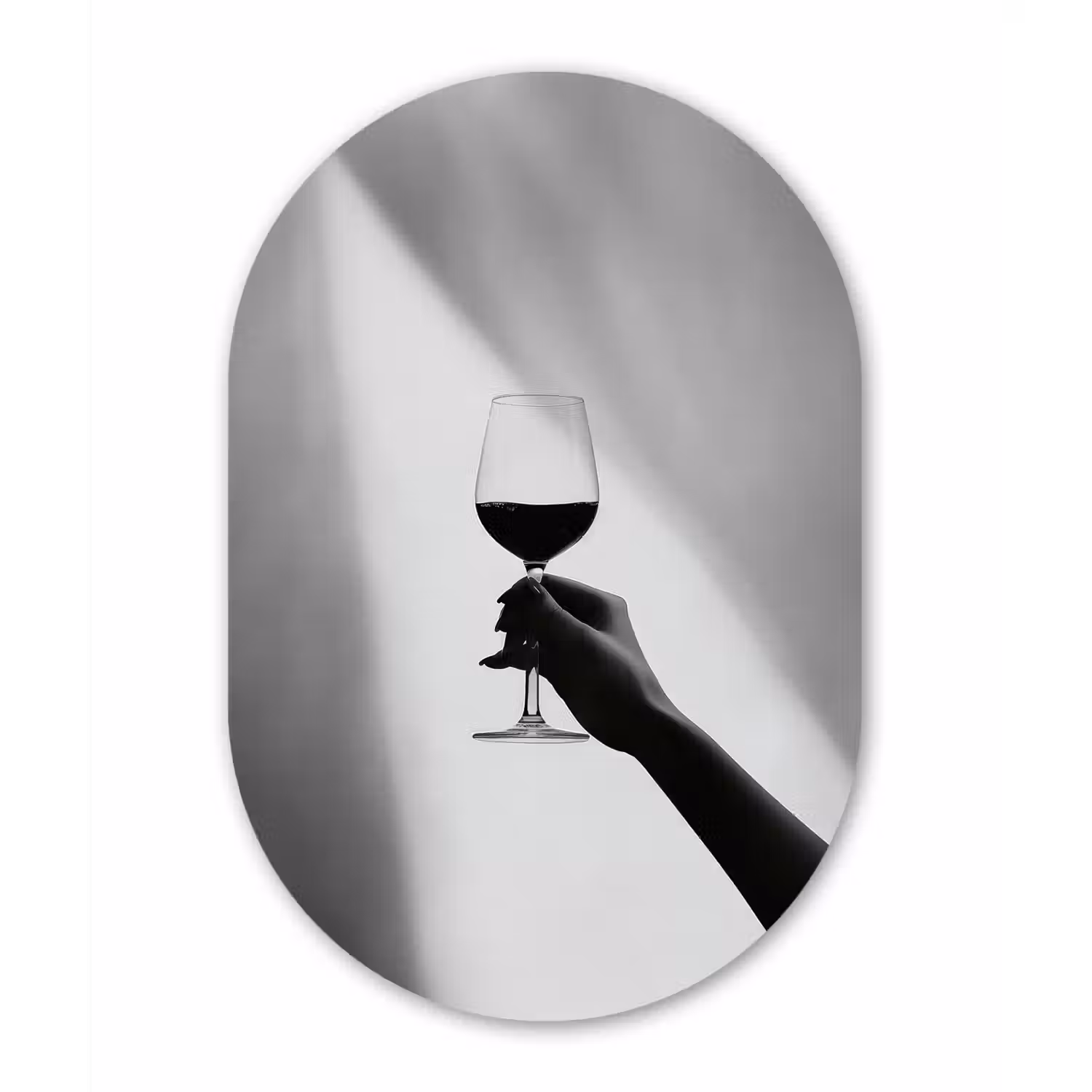 Lichtinval - Wijn - Rood - Glas Wandcirkel Ovaal Glas middel -3d