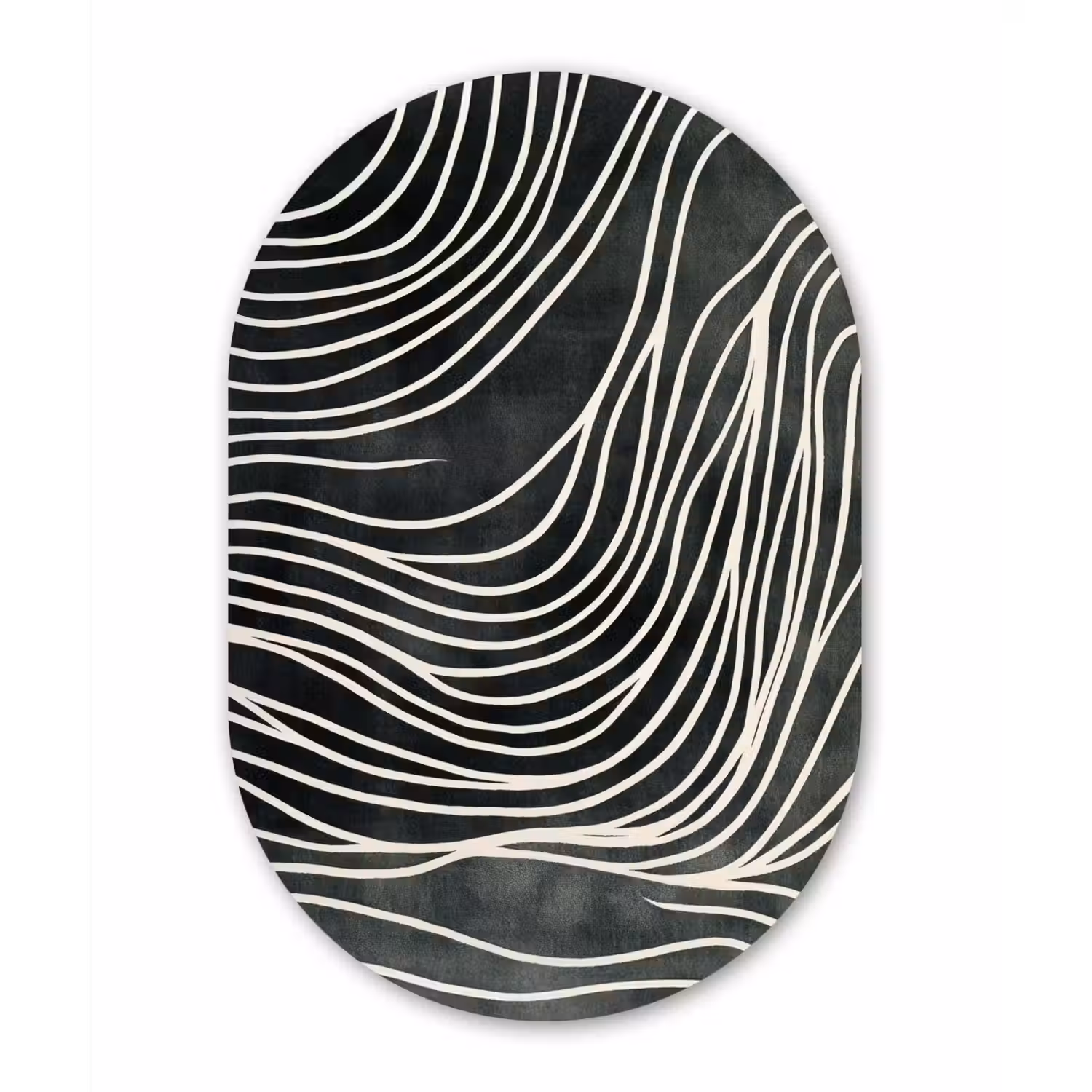 Lijnen - Patroon - Abstract - Wit Wandcirkel Ovaal Glas middel -3d