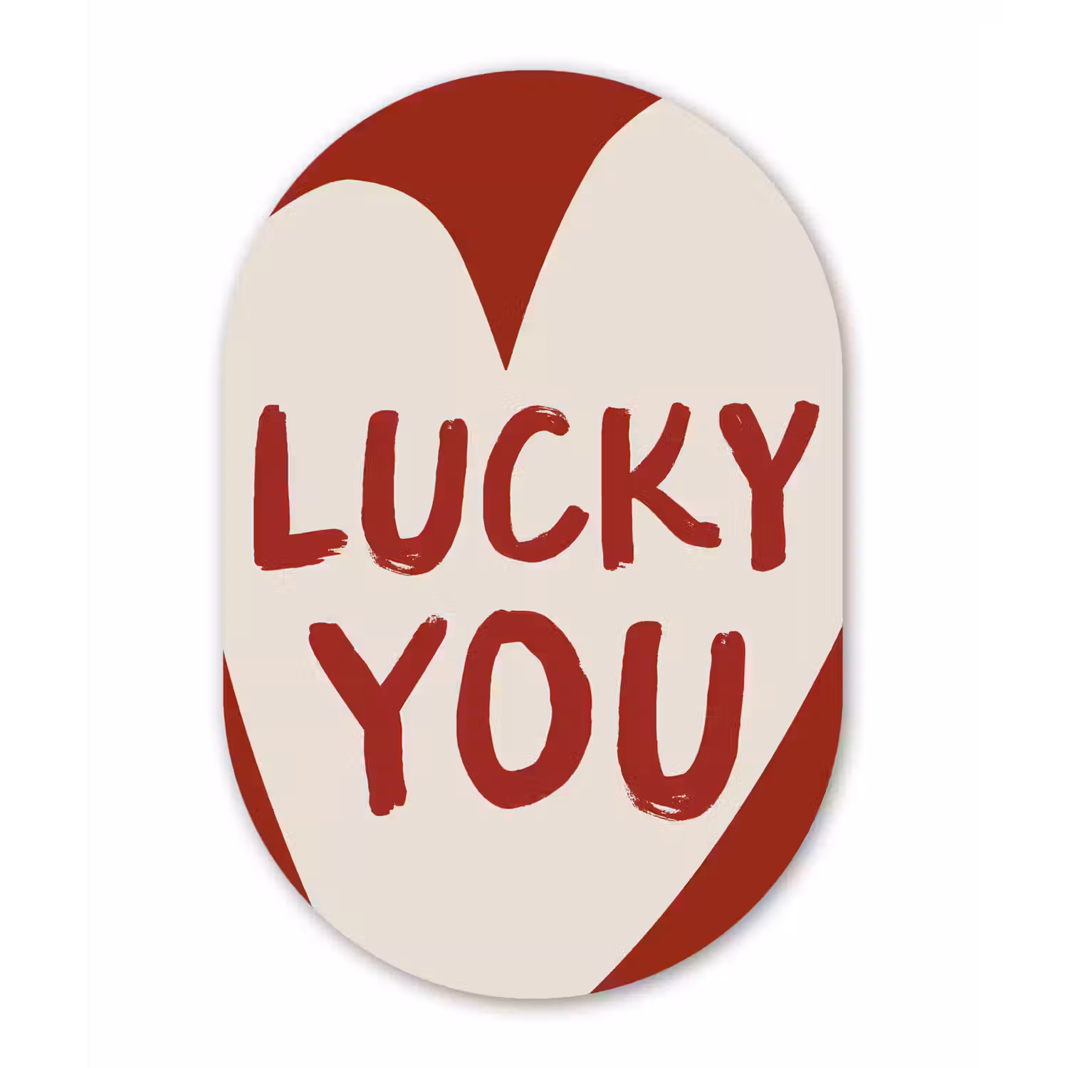Lucky - Hart - Rood Wandcirkel Ovaal Glas middel -3d